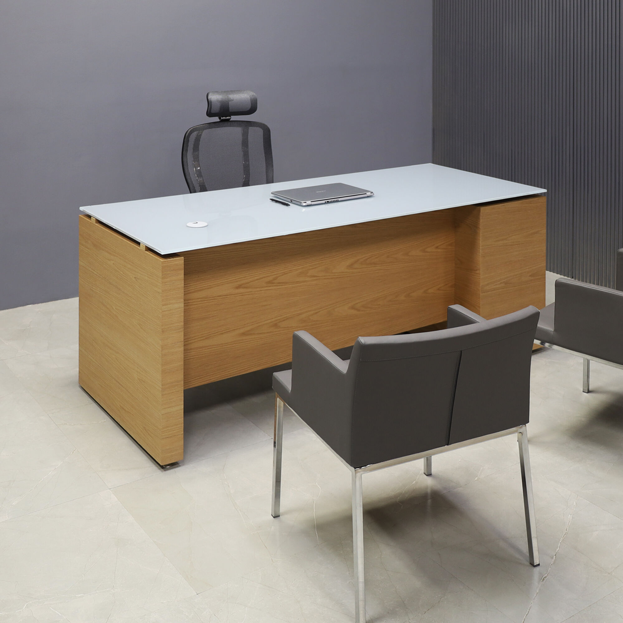 72-inch Denver Straight Executive Desk with cabinet on left side when sitting, in 1/2