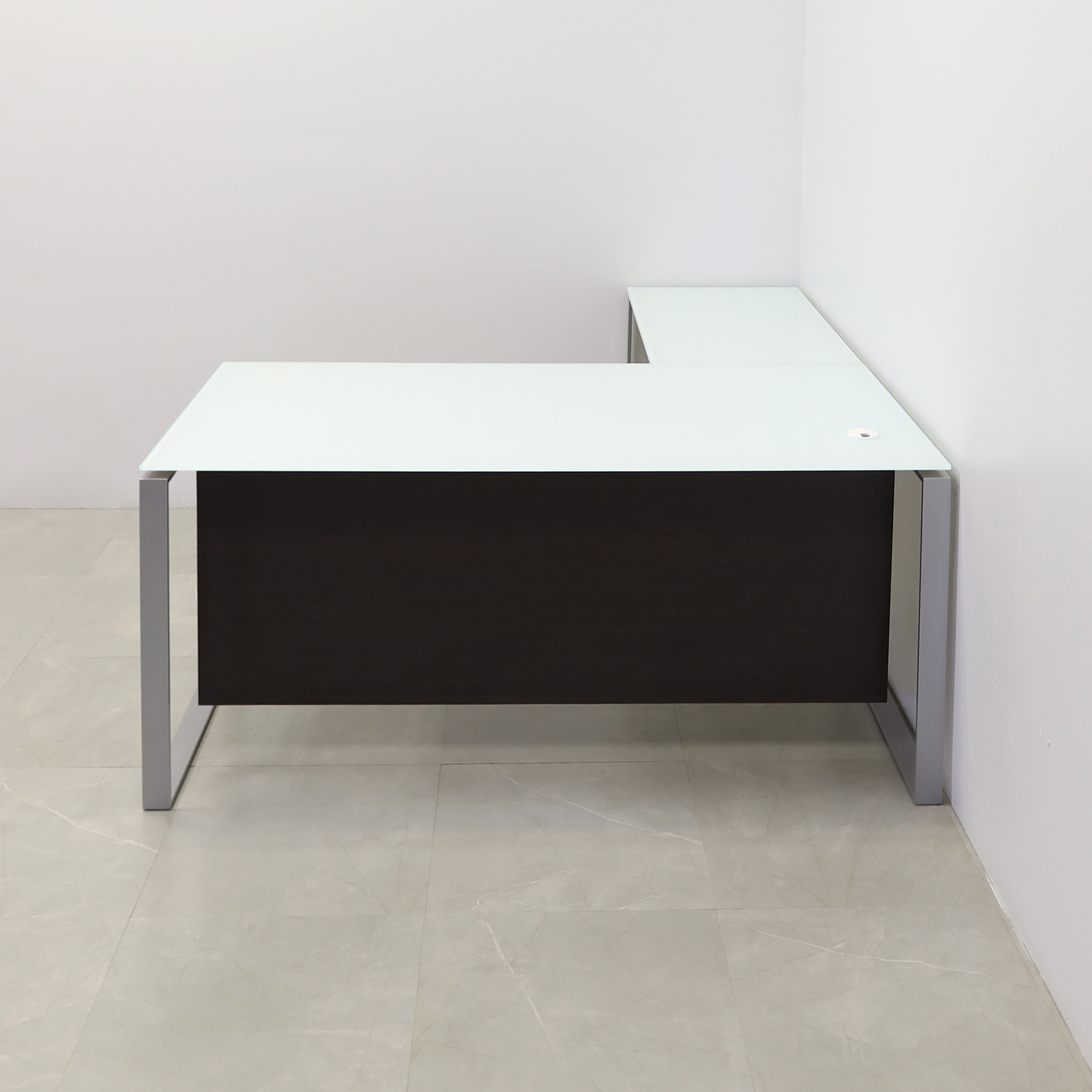 Aspen Glass Top L Shape Desk