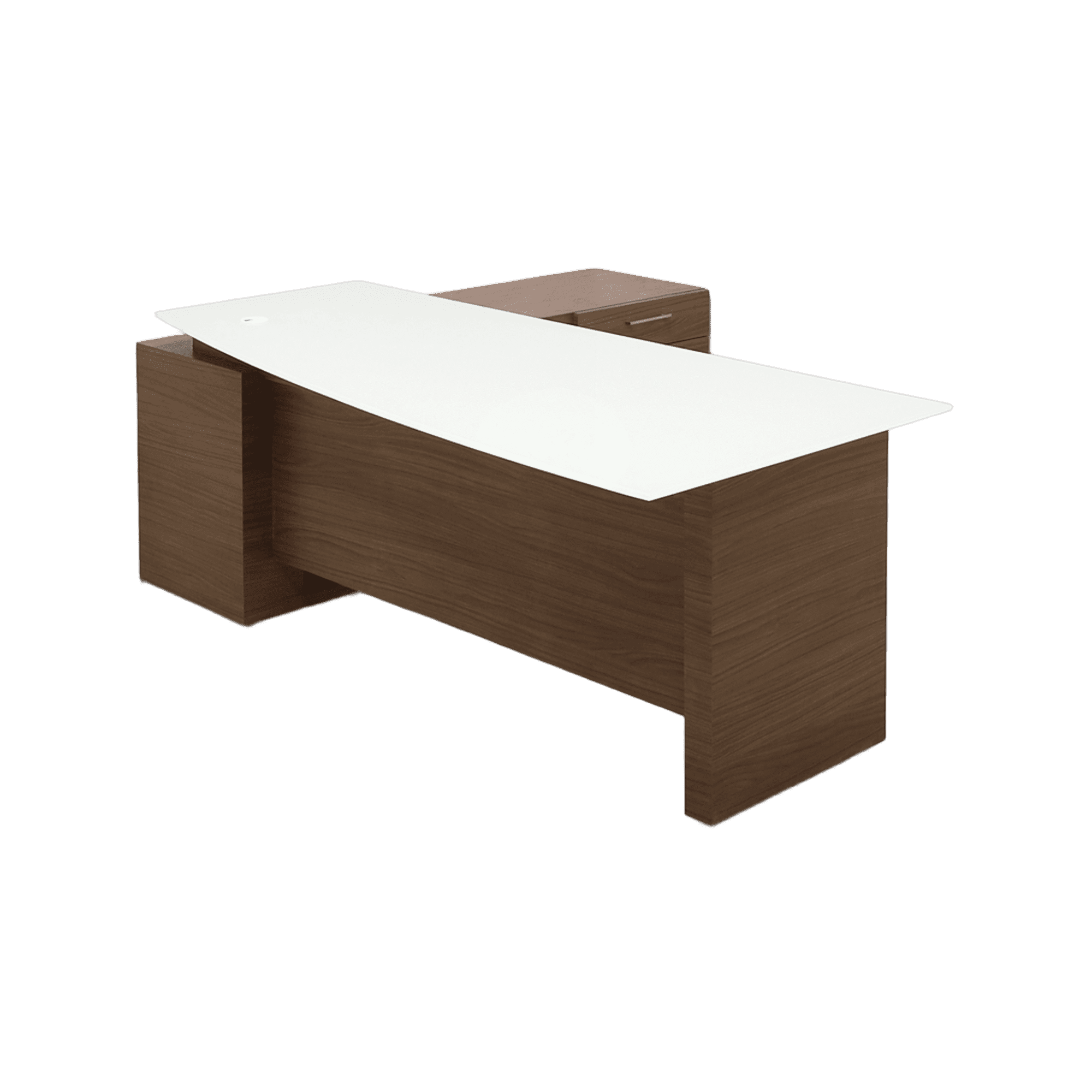 72-inch Avenue Curved Executive Desk with credenza on the right side when sitting, with 1/2