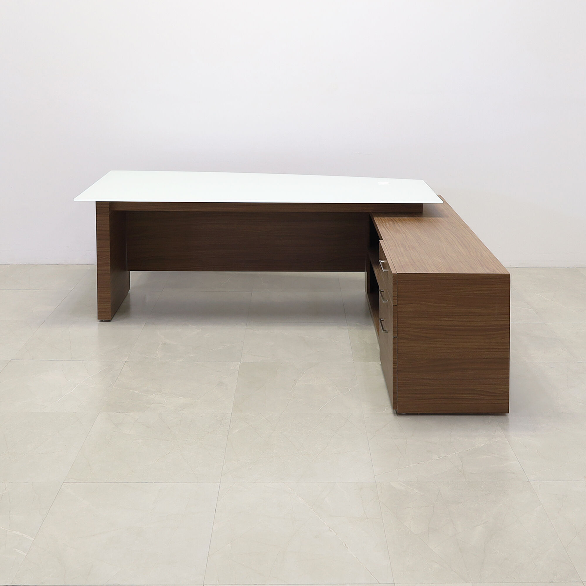 72-inch Avenue Curved Executive Desk with credenza on the right side when sitting, with 1/2