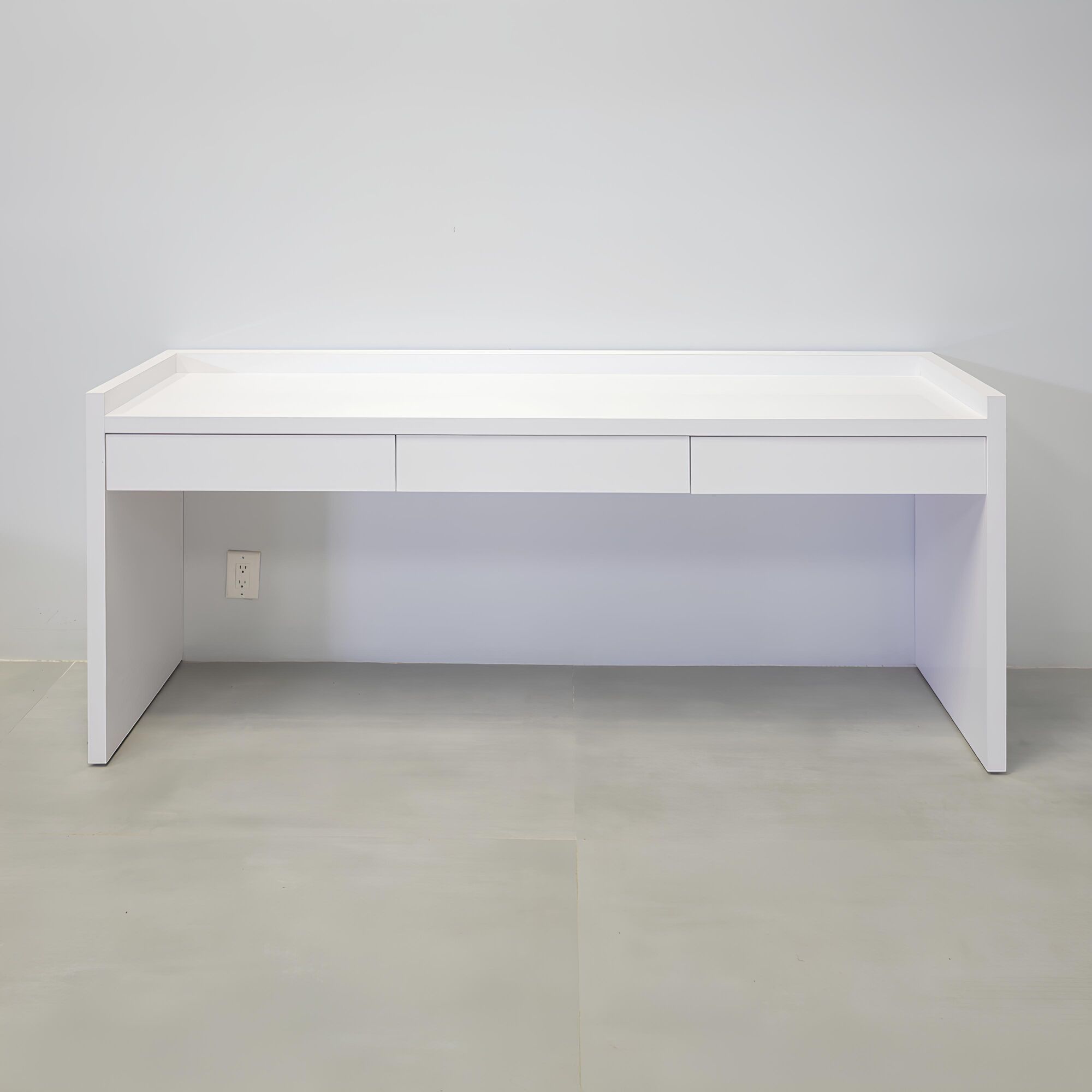 72-inch Avenue Console Table with white gloss laminate top, and white gloss laminate console.