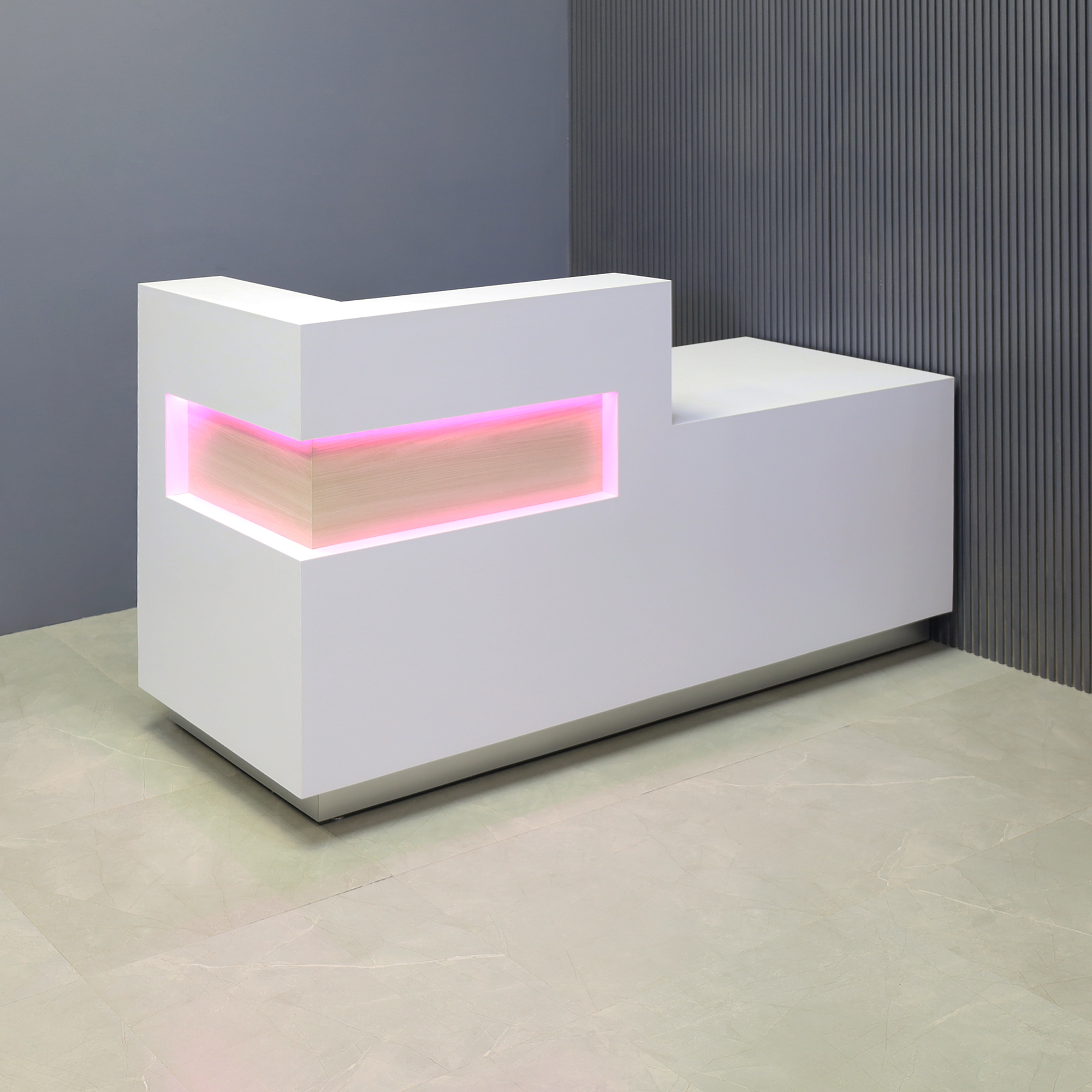 Manhattan ADA Compliant Reception Desk in White Matte Laminate - 72 In. - Stock #307