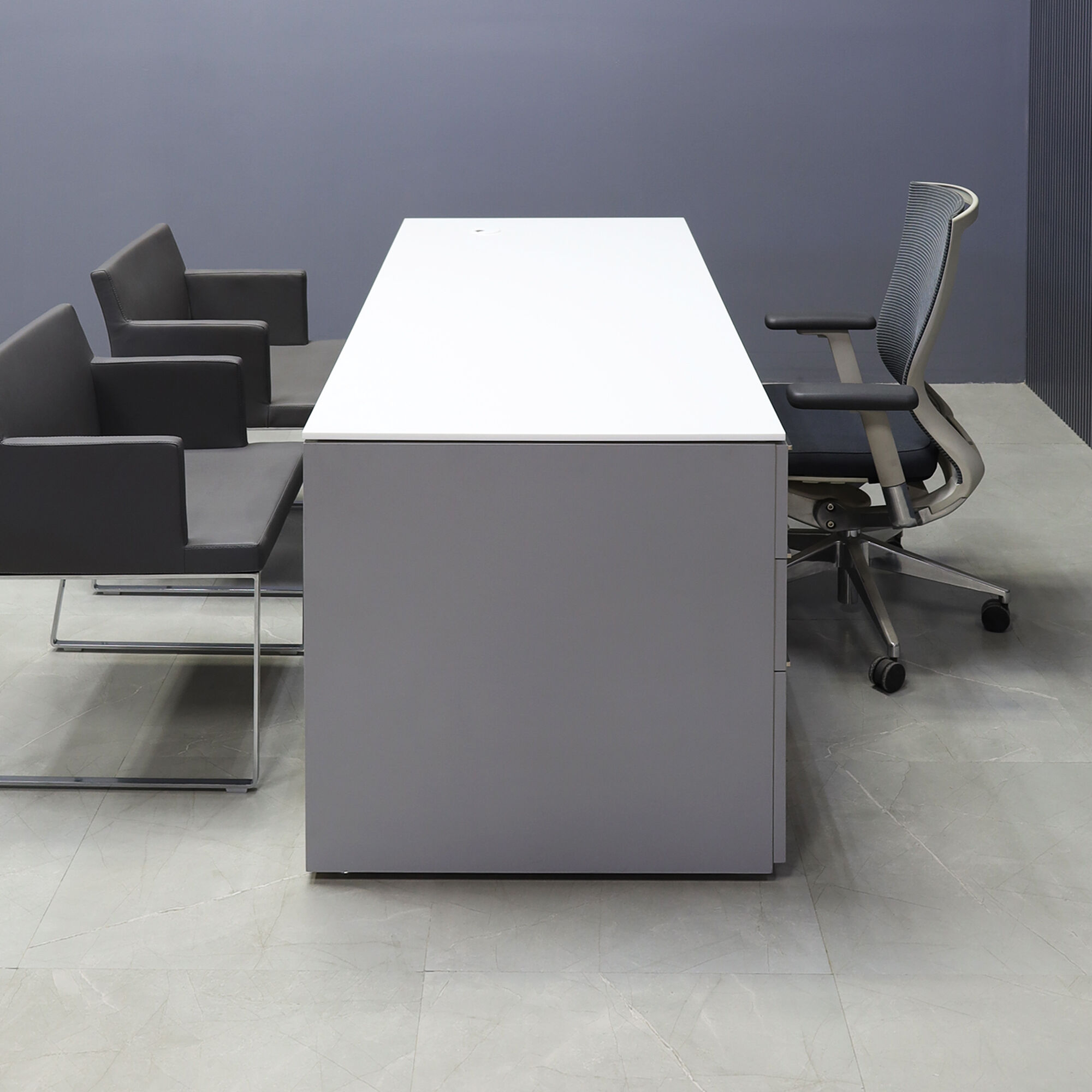 72-inch Denver Straight Executive Desk with cabinet on left side when sitting, in 1/2