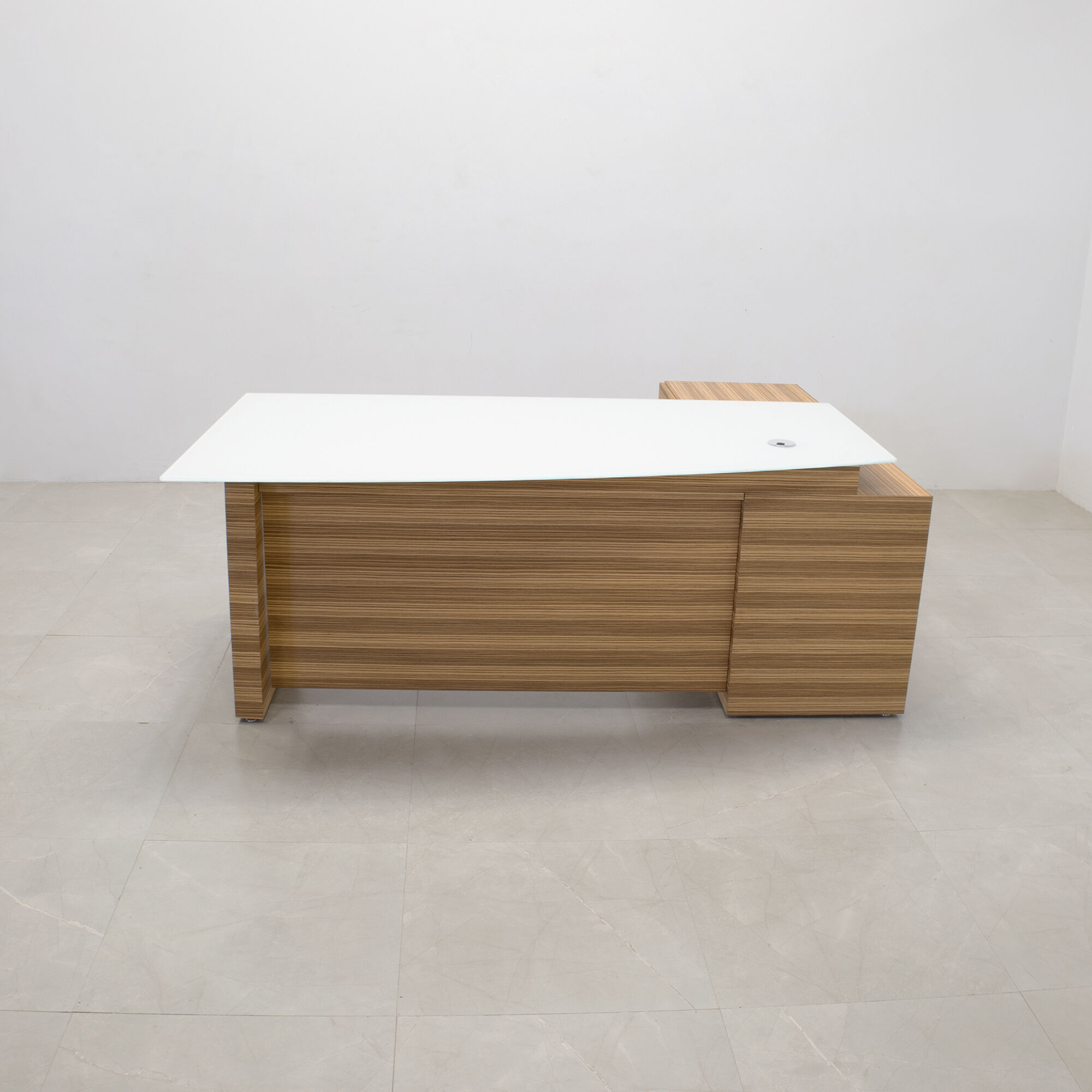 72-inch Avenue Curved Executive Desk with credenza on the left side when sitting, with 1/2