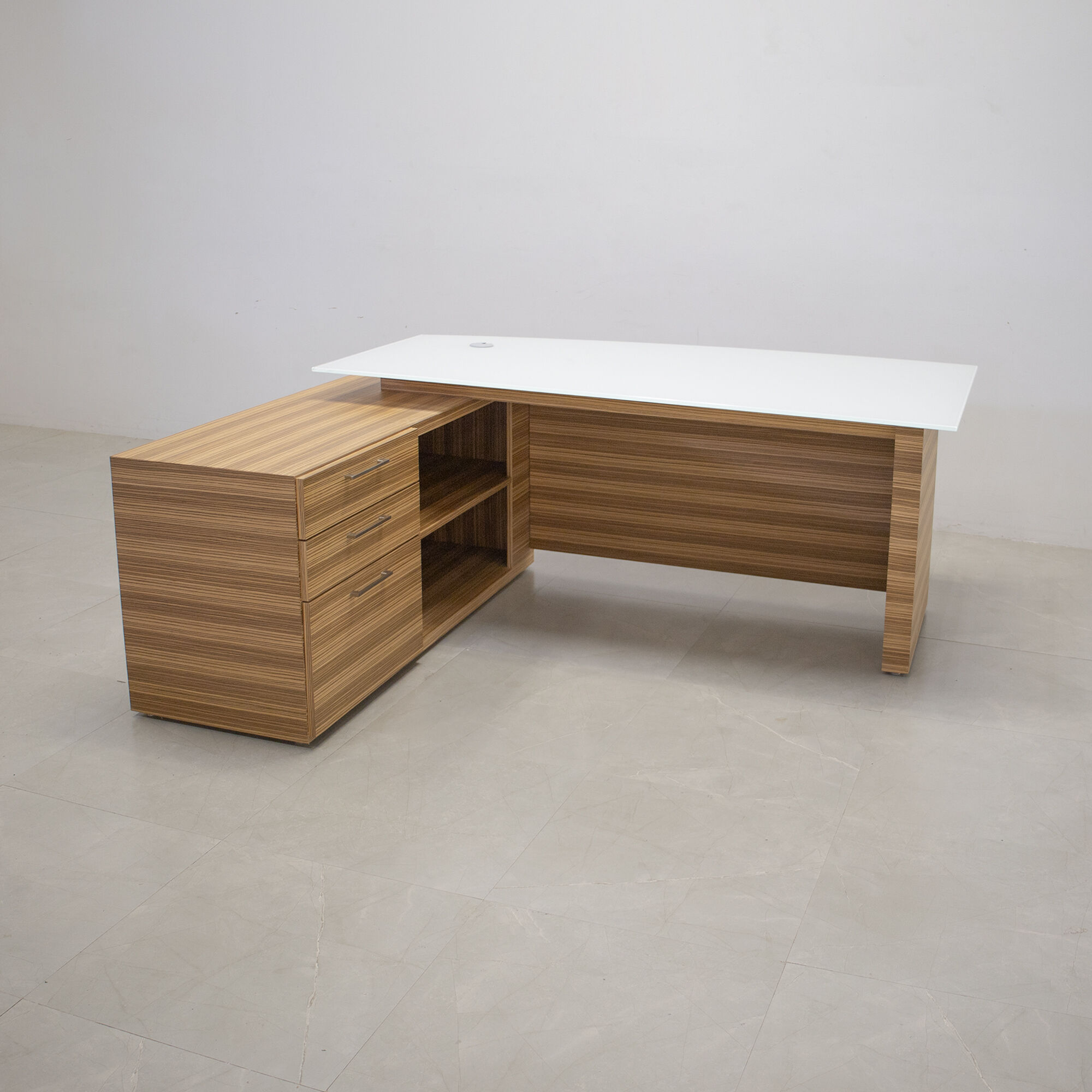 72-inch Avenue Curved Executive Desk with credenza on the left side when sitting, with 1/2