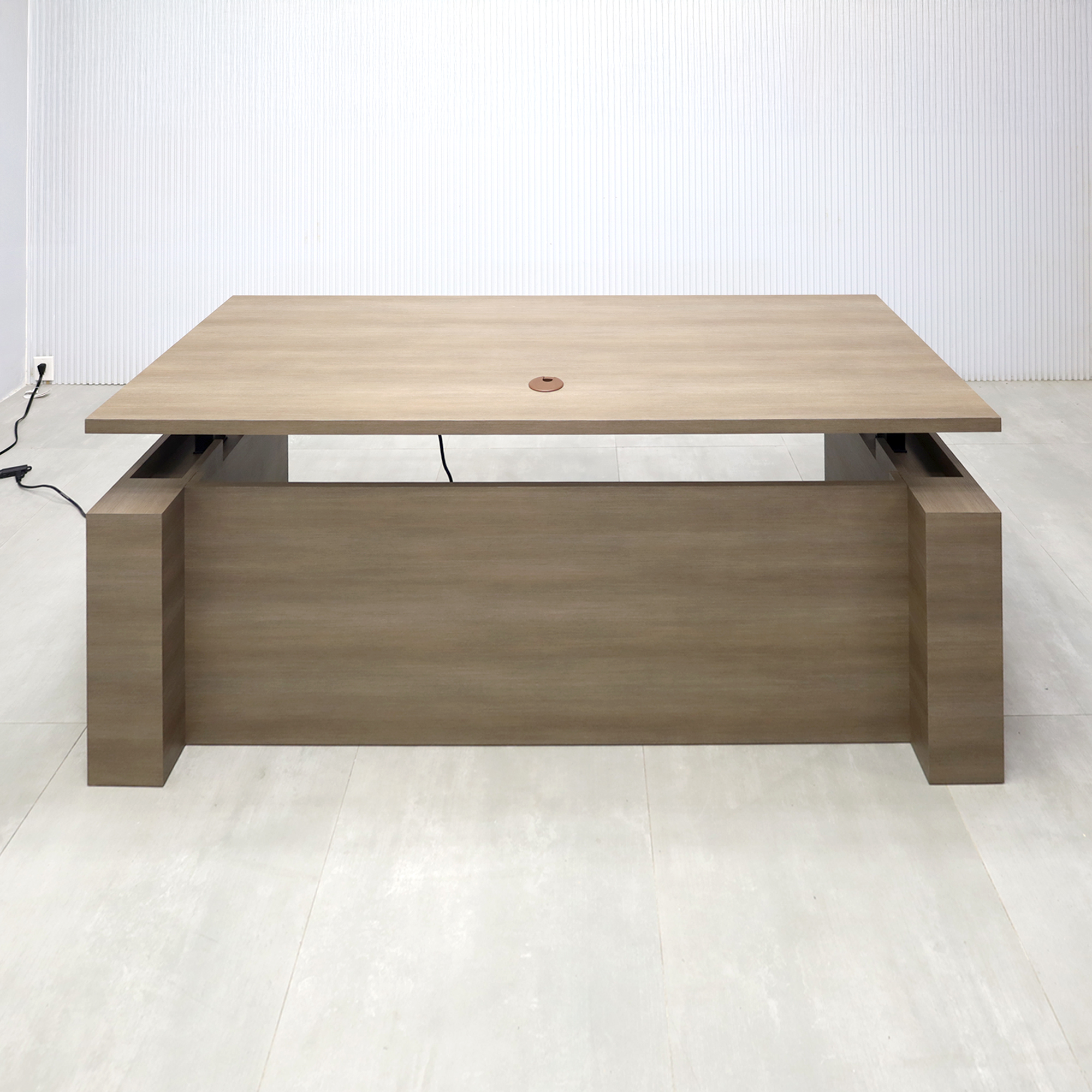 72-inch Denver Straight Laminate Executive Desk with Sit-Stand Mechanism with (Wilsonart Phantom Cocoa 8213K-28 special swatch by request) laminate finish.