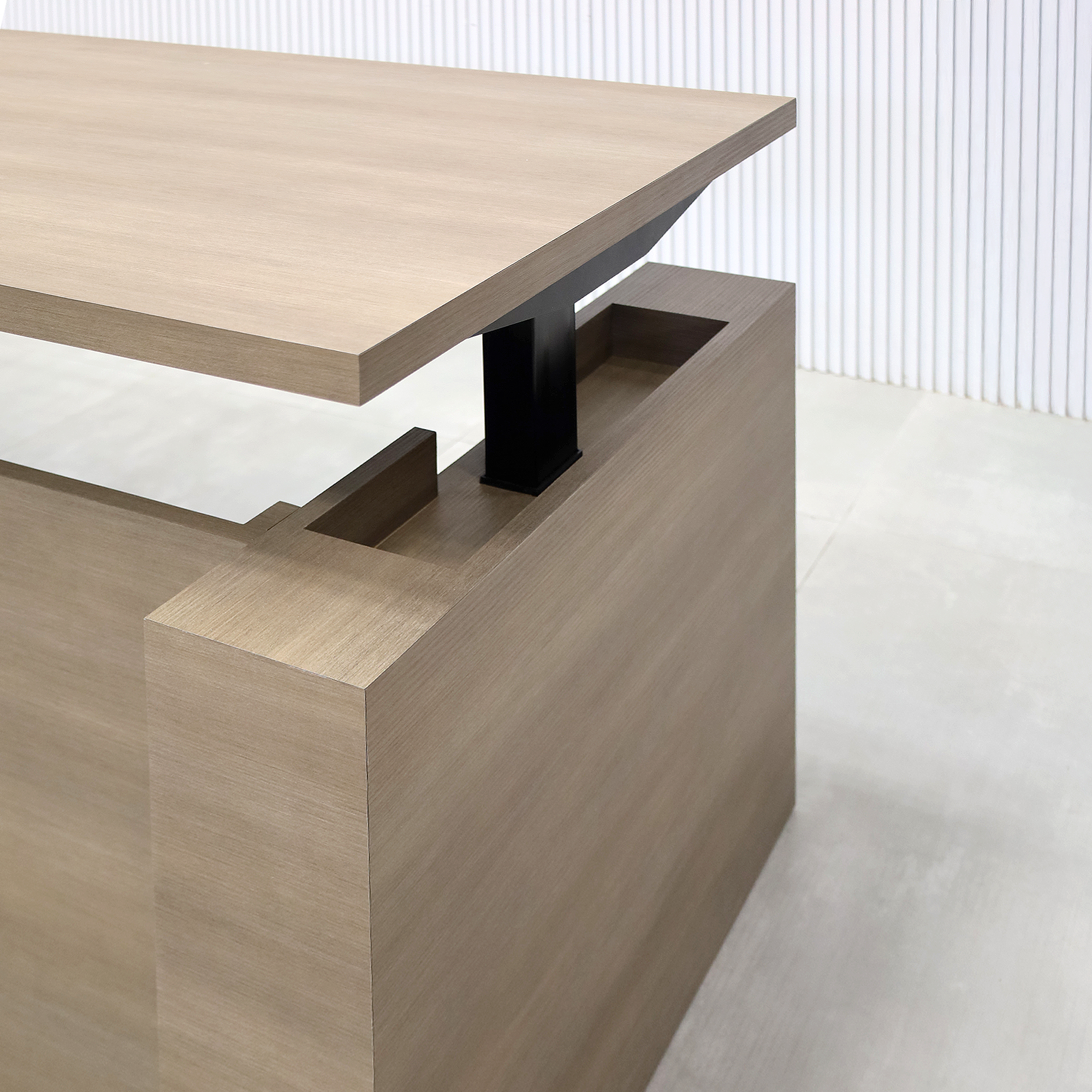 72-inch Denver Straight Laminate Executive Desk with Sit-Stand Mechanism with (Wilsonart Phantom Cocoa 8213K-28 special swatch by request) laminate finish.