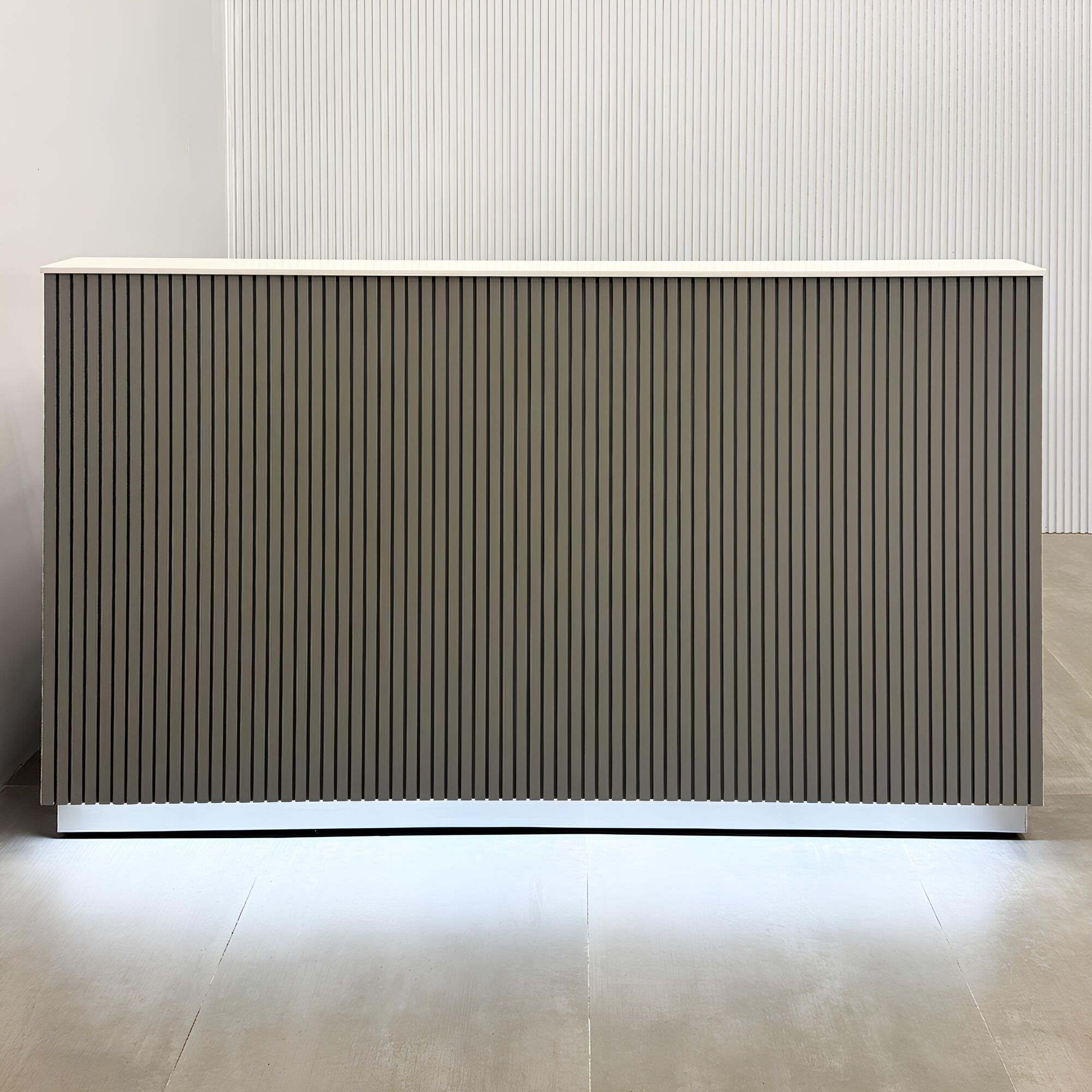 72-inch Dallas Straight Reception Desk with white solid engineered surface 1/2
