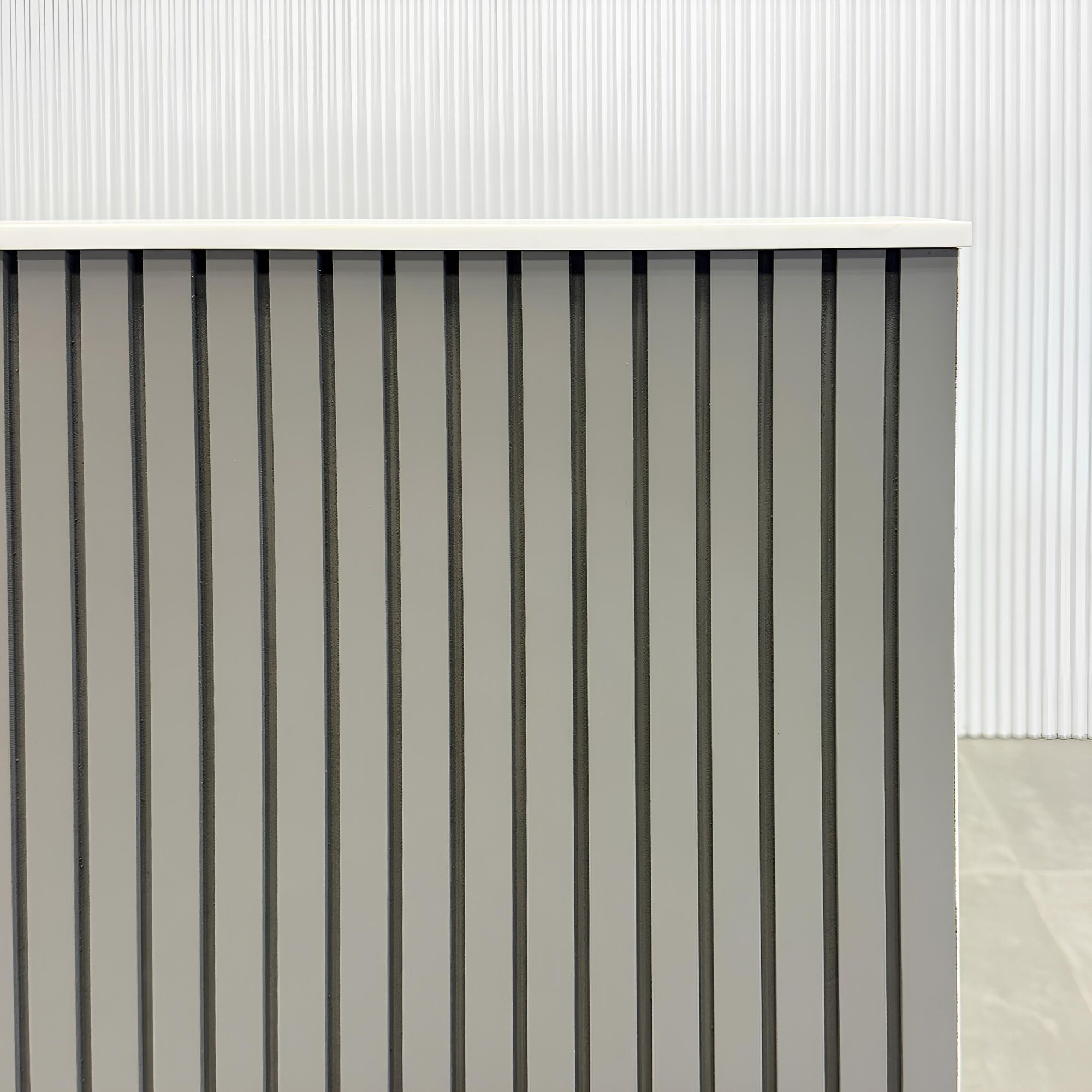 72-inch Dallas Straight Reception Desk with white solid engineered surface 1/2