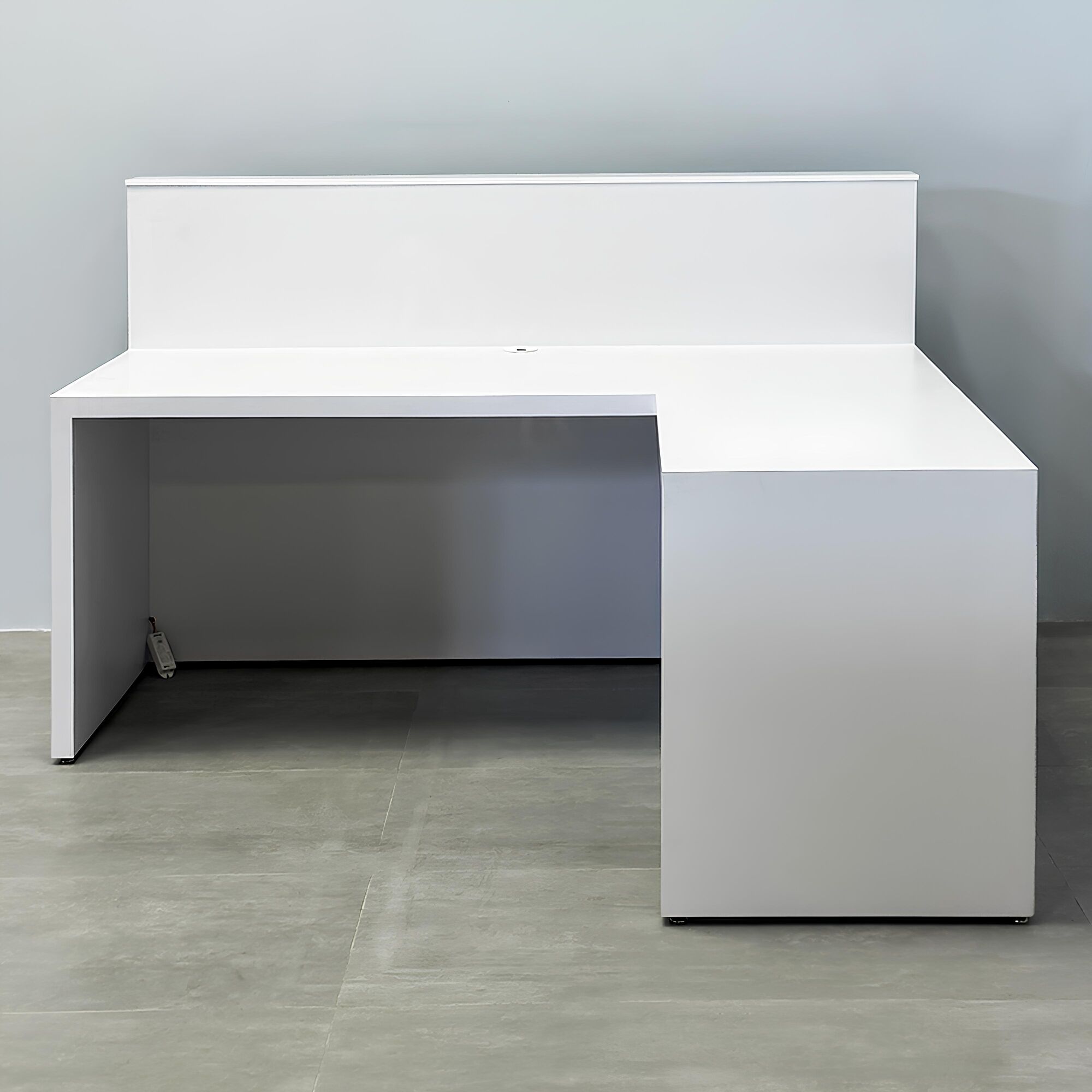 72-inch Dallas Straight Reception Desk with white solid engineered surface 1/2