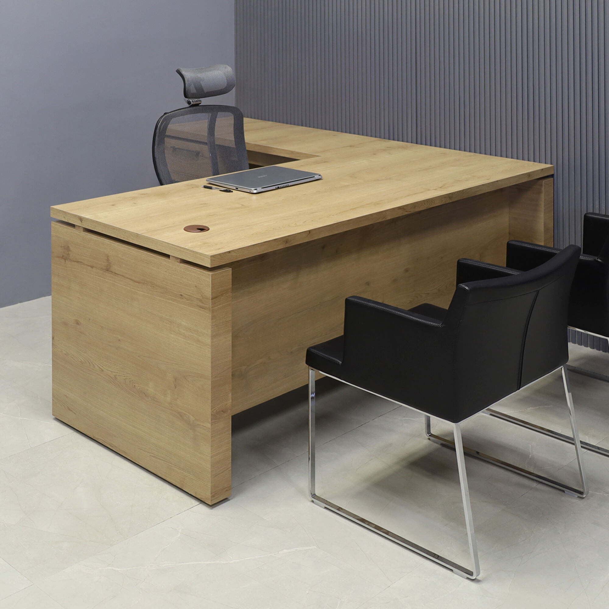 Denver L Shape Executive Desk with Cabinet and Laminate Top