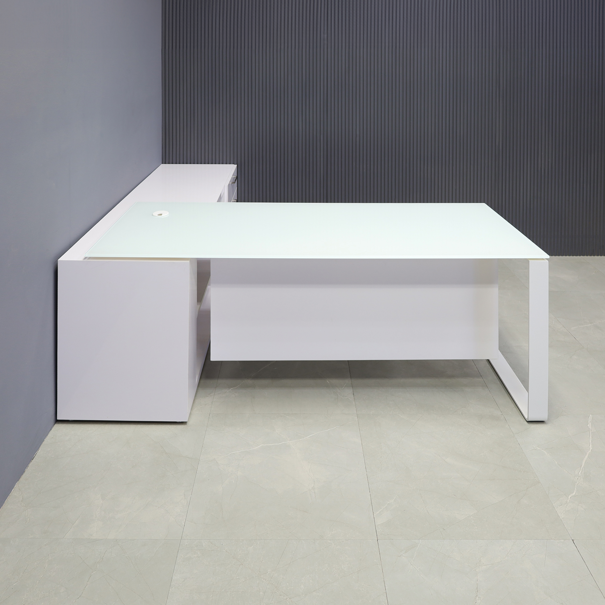 72-inch Aspen Executive Desk with Credenza on right side when sitting. 1/2