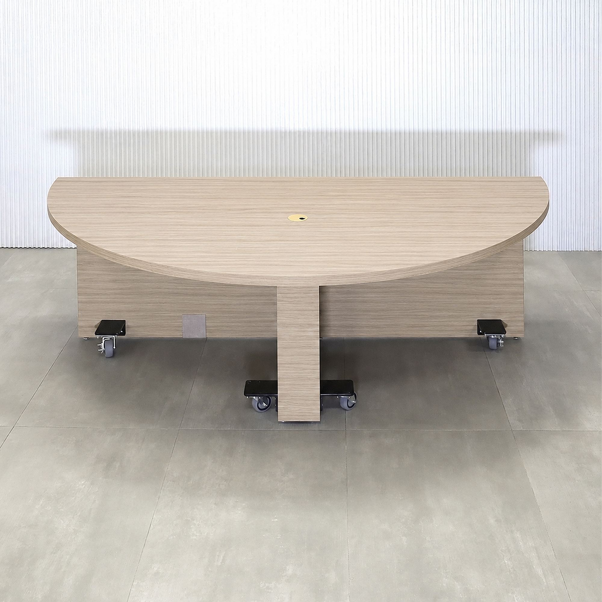 84-inch Detroit Podcast Table with White Oak Wood Veneer Finish - Render - Swatch Finish.