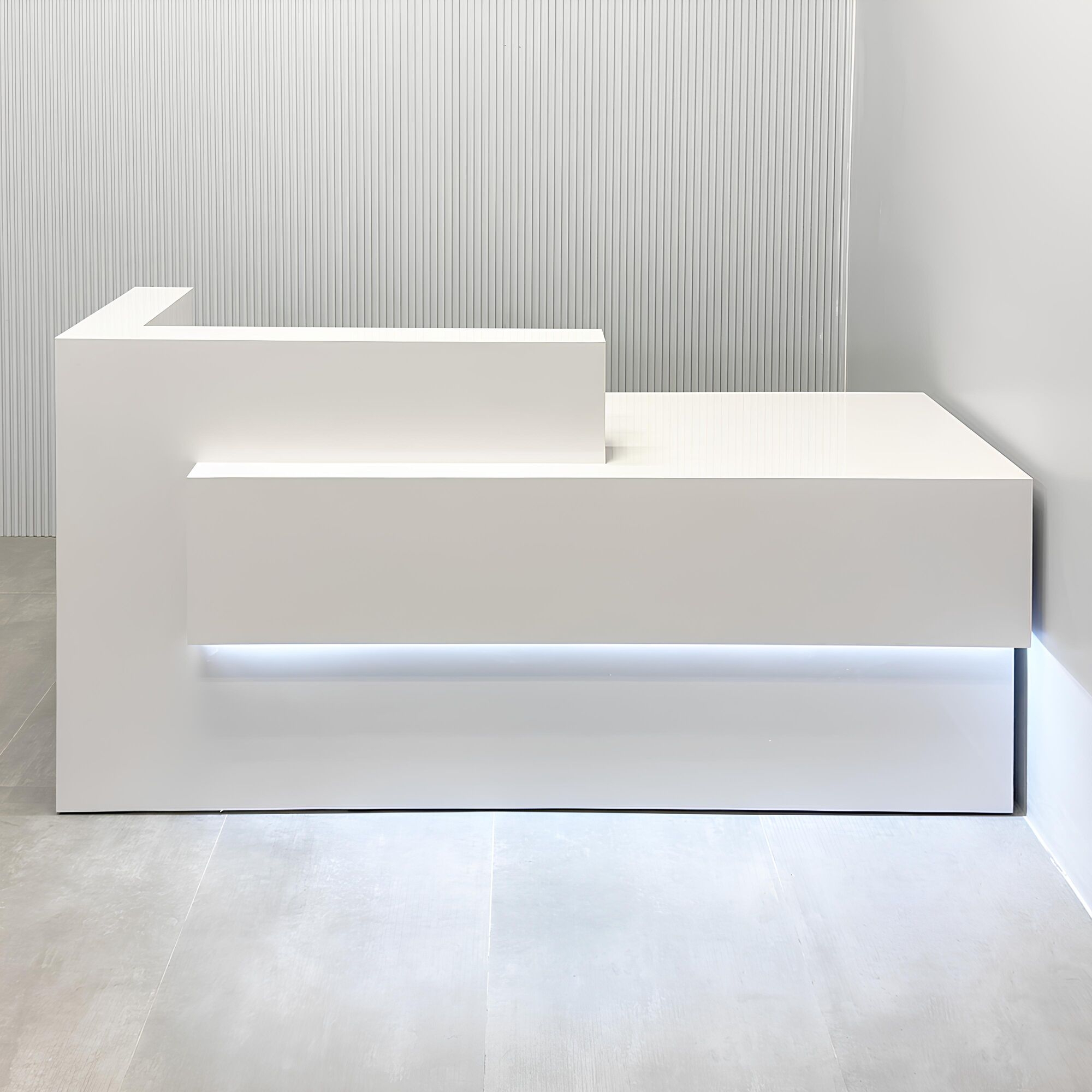 Atlanta Reception Desk in White Gloss Laminate Finish - 84