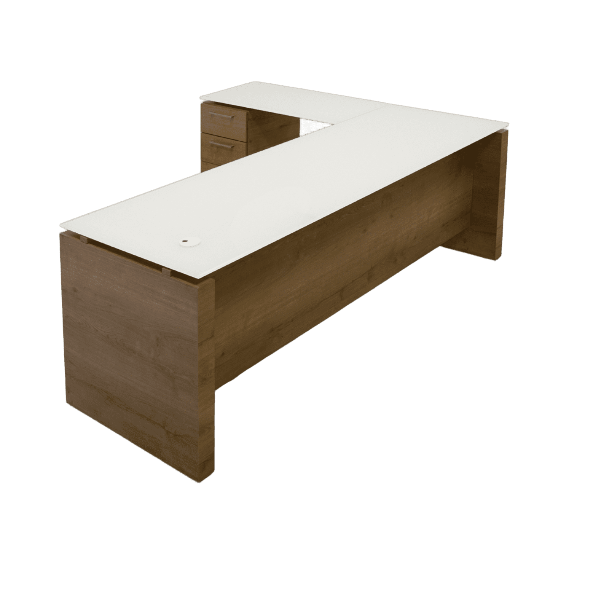 84-inch Denver L-Shape Executive Desk with return & cabinet on the left side when sitting, in 1/2