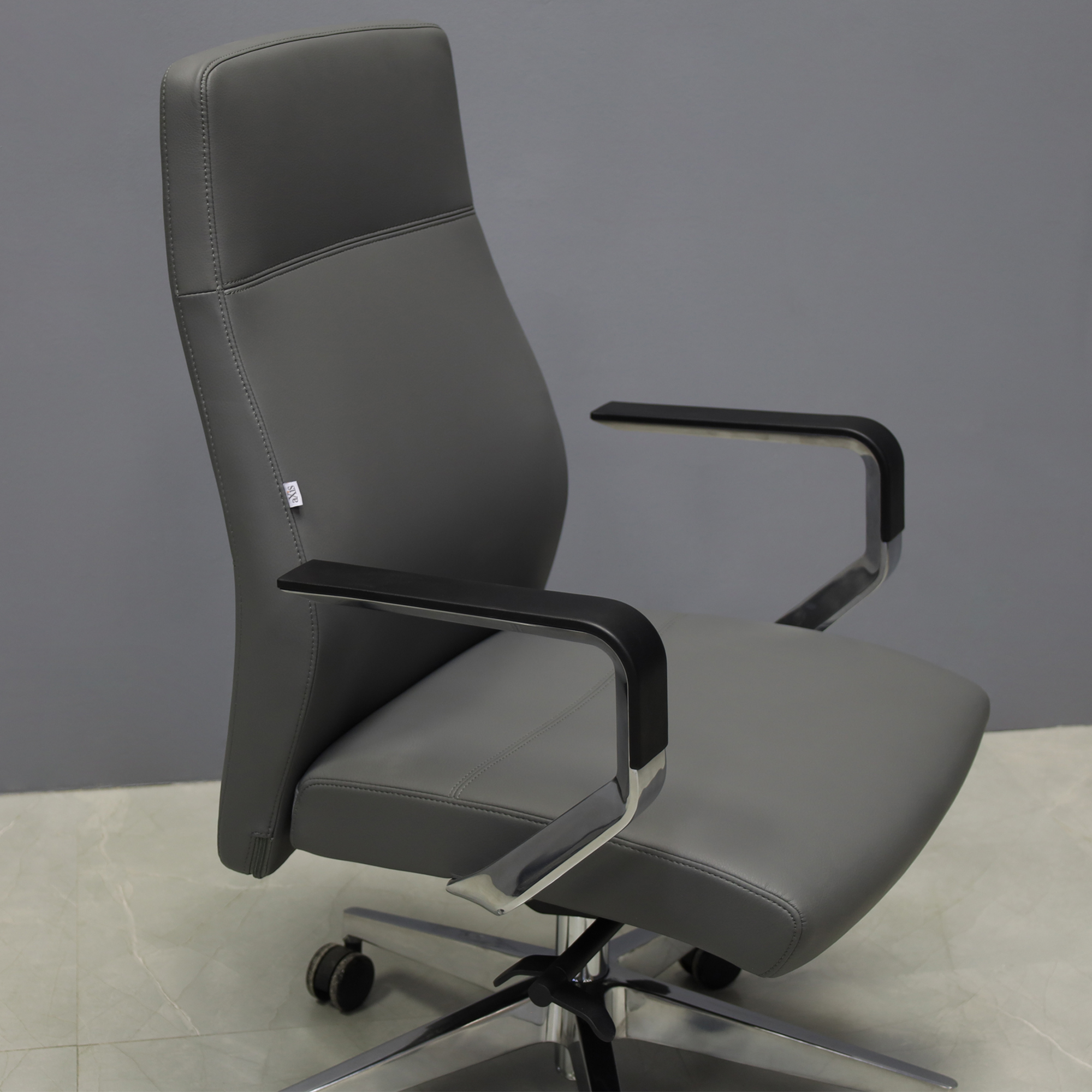 Tufino Conference and Task Chair in gray upholstery, shown here