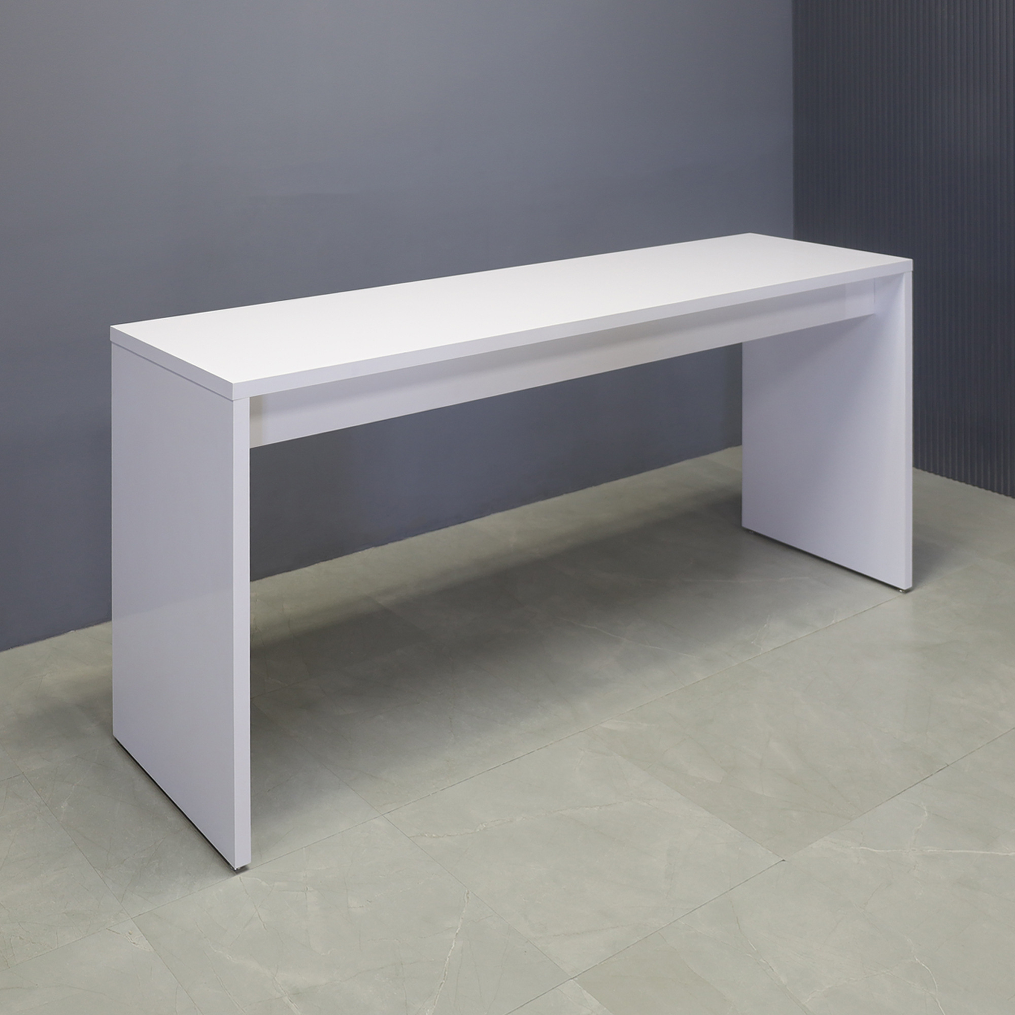 90-inch width x 42-inch height, Ashville Laminate Collaboration Table in white gloss laminate, shown here.