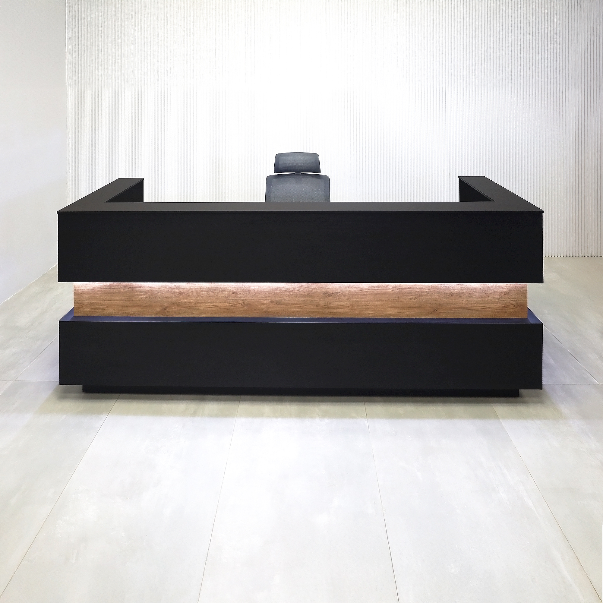 Pensacola Reception Desk with Black Cinder Matte Laminate Desk - 90 In. - Stock #323