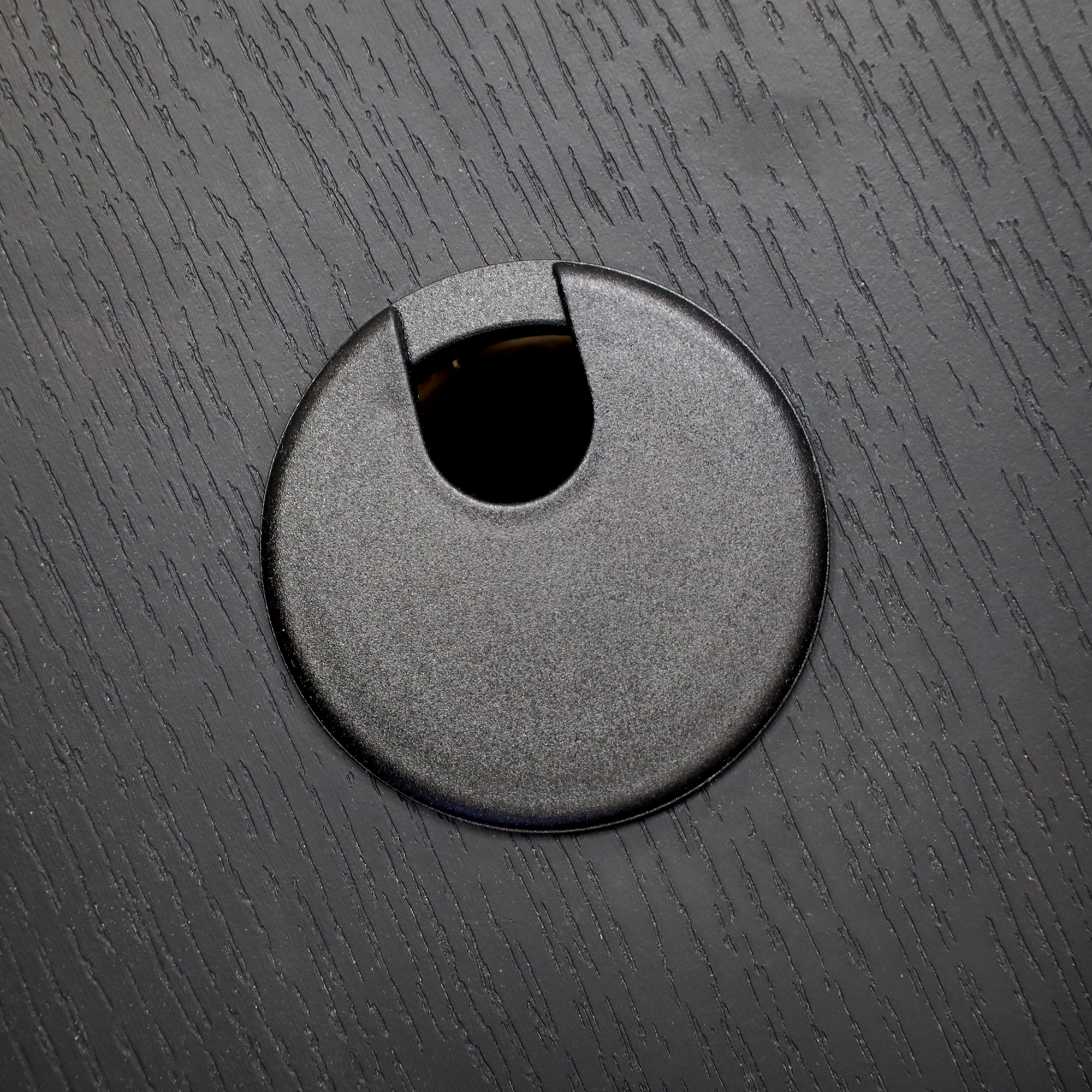 90-inch Tampa Bay Handmade Podcast Table with Black Matte Cider 2110 top, Black Matte Cider 2110 Front of the Base, Black Matte Cider 2110 Back of the Base, and Color LED.