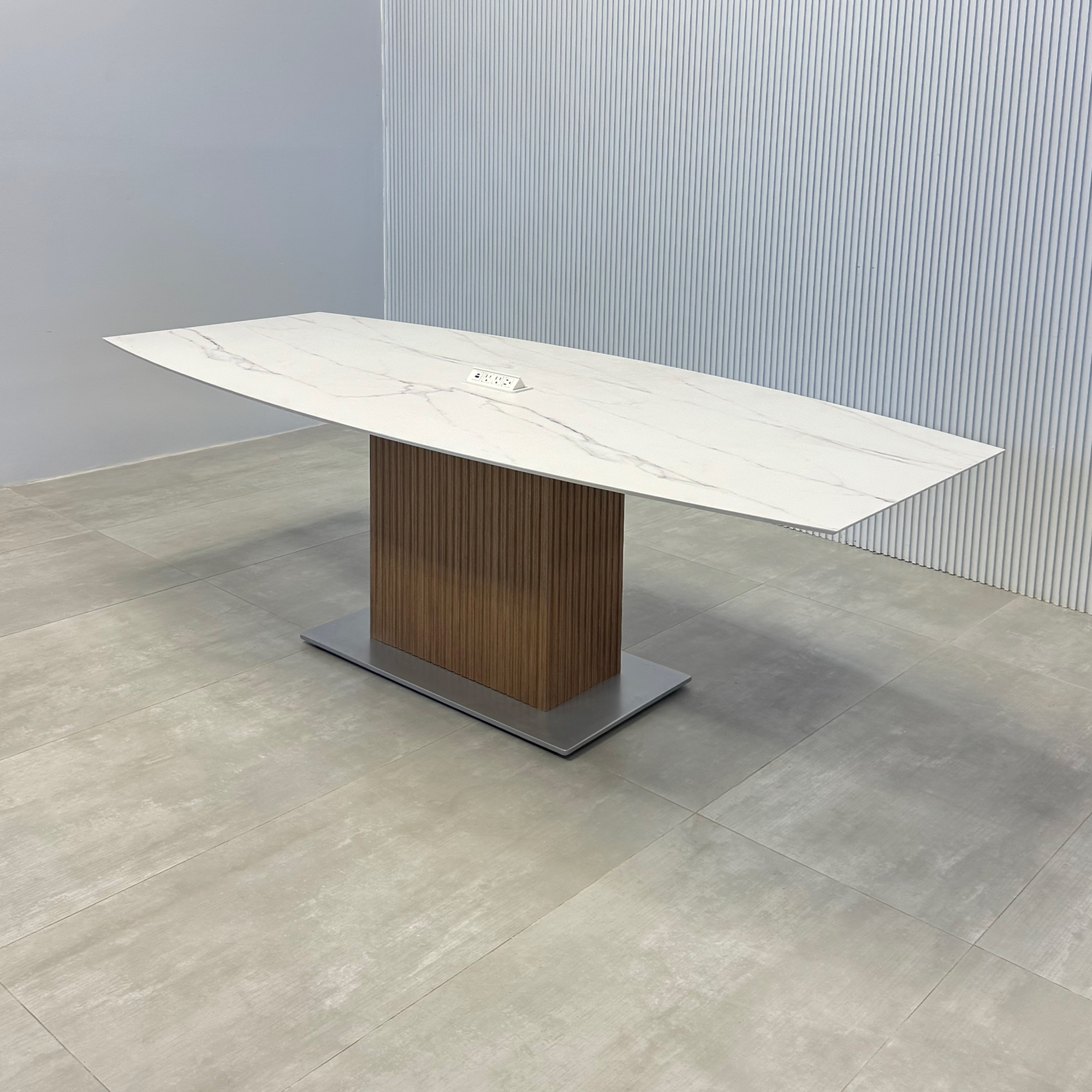 Aurora Boat Conference Table with Solenne Marble Engineered Surface Top - 90" In. - Stock #173