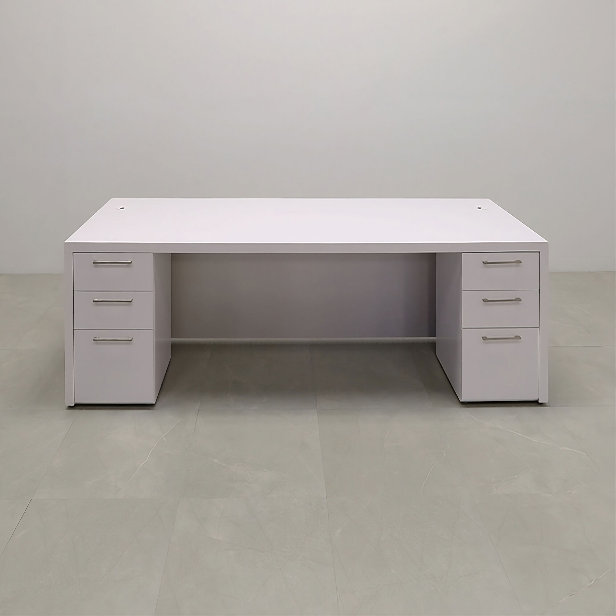 Cosmopolitan Executive Desk in White Gloss Laminate 96 In. Stock 30