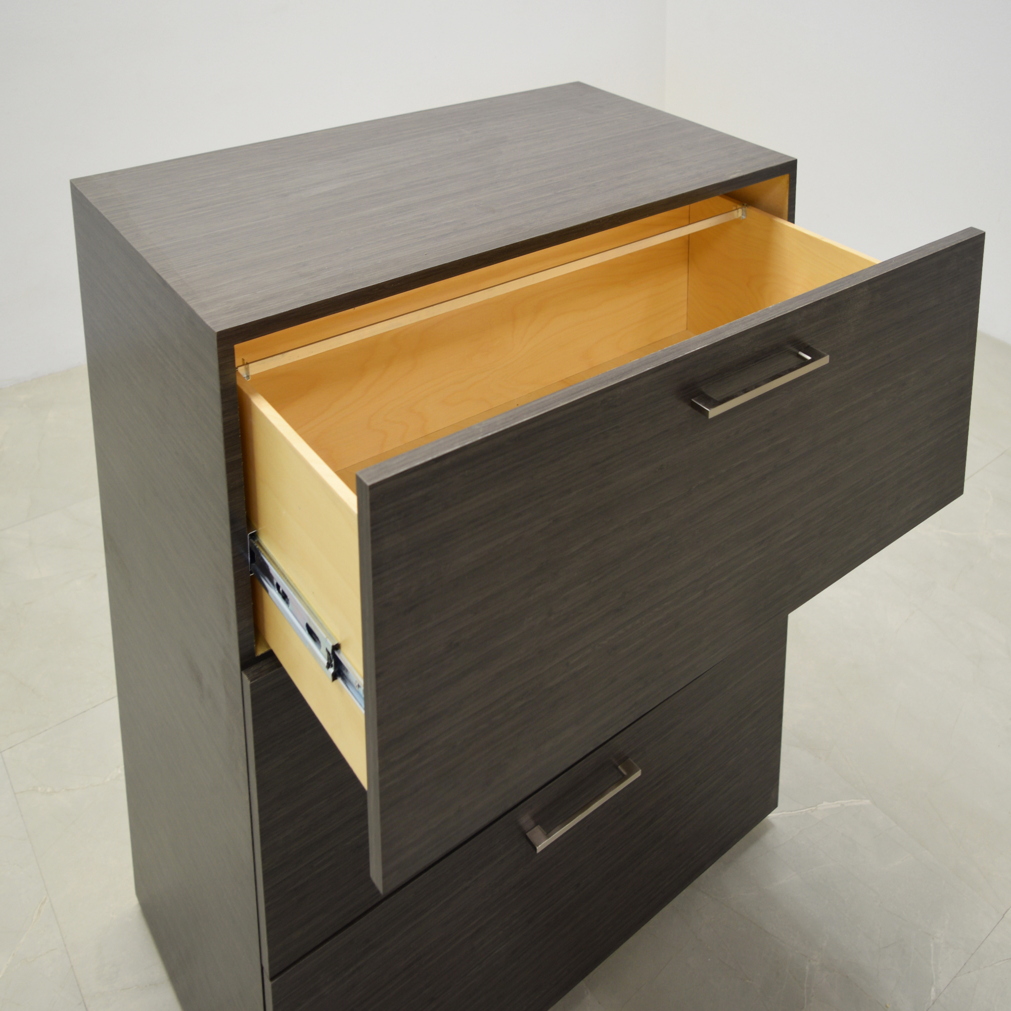Naples Lateral File Cabinet in asian night (discontinued) laminate, shown here.