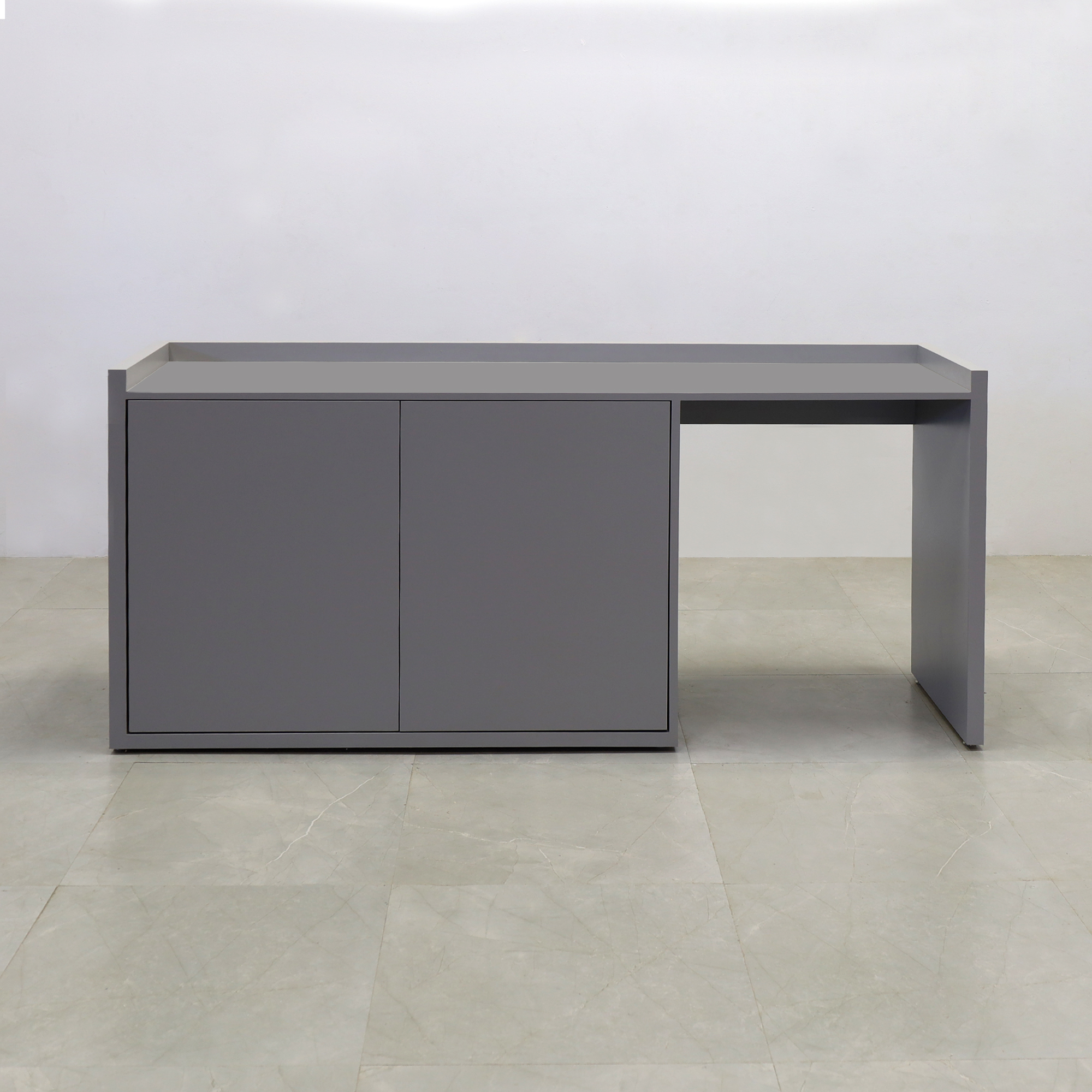 Avenue Beverage Server Station in storm gray matte laminate top, station and doors shown here.