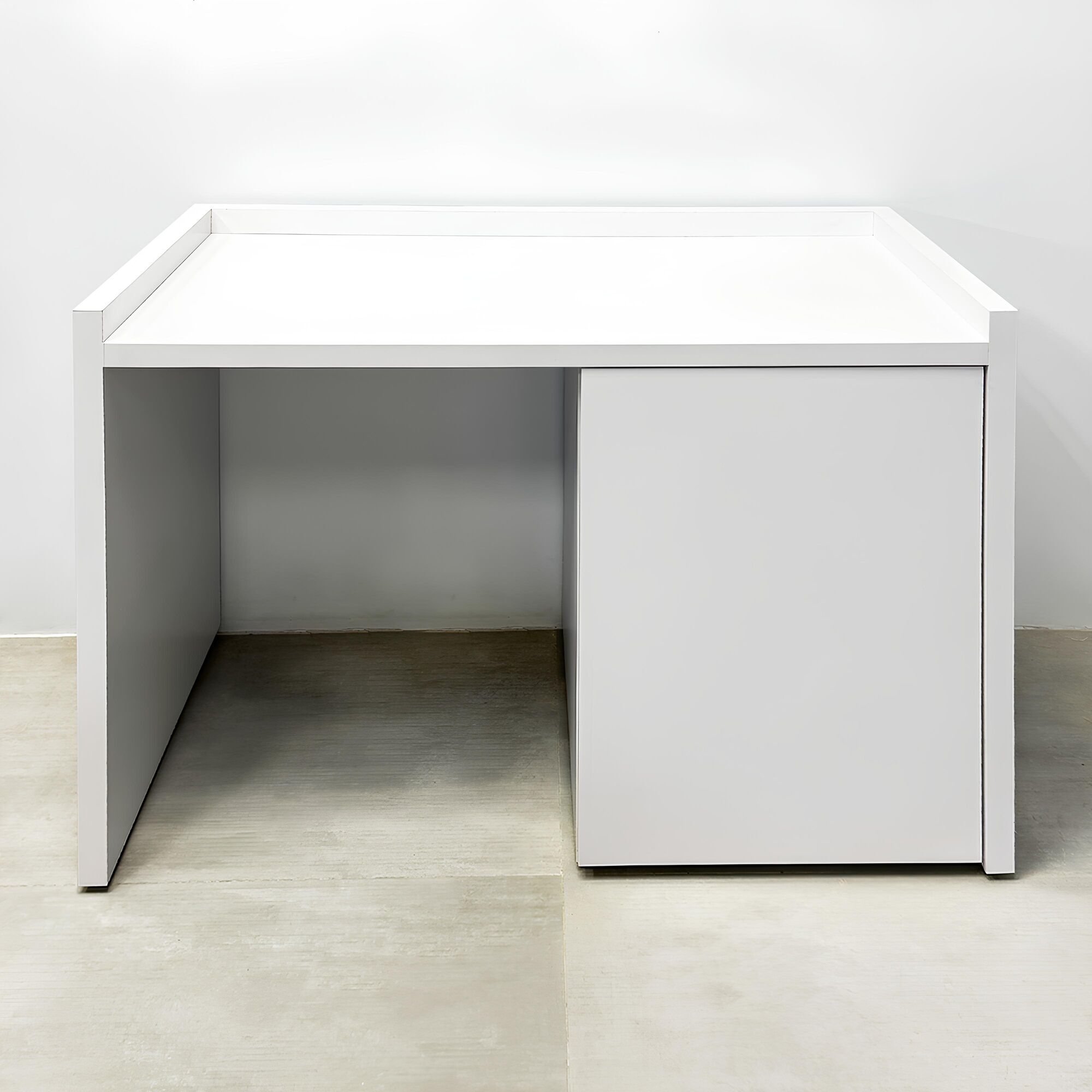 48-inch Avenue Beverage Station with white matte laminate station and white matte laminate doors.