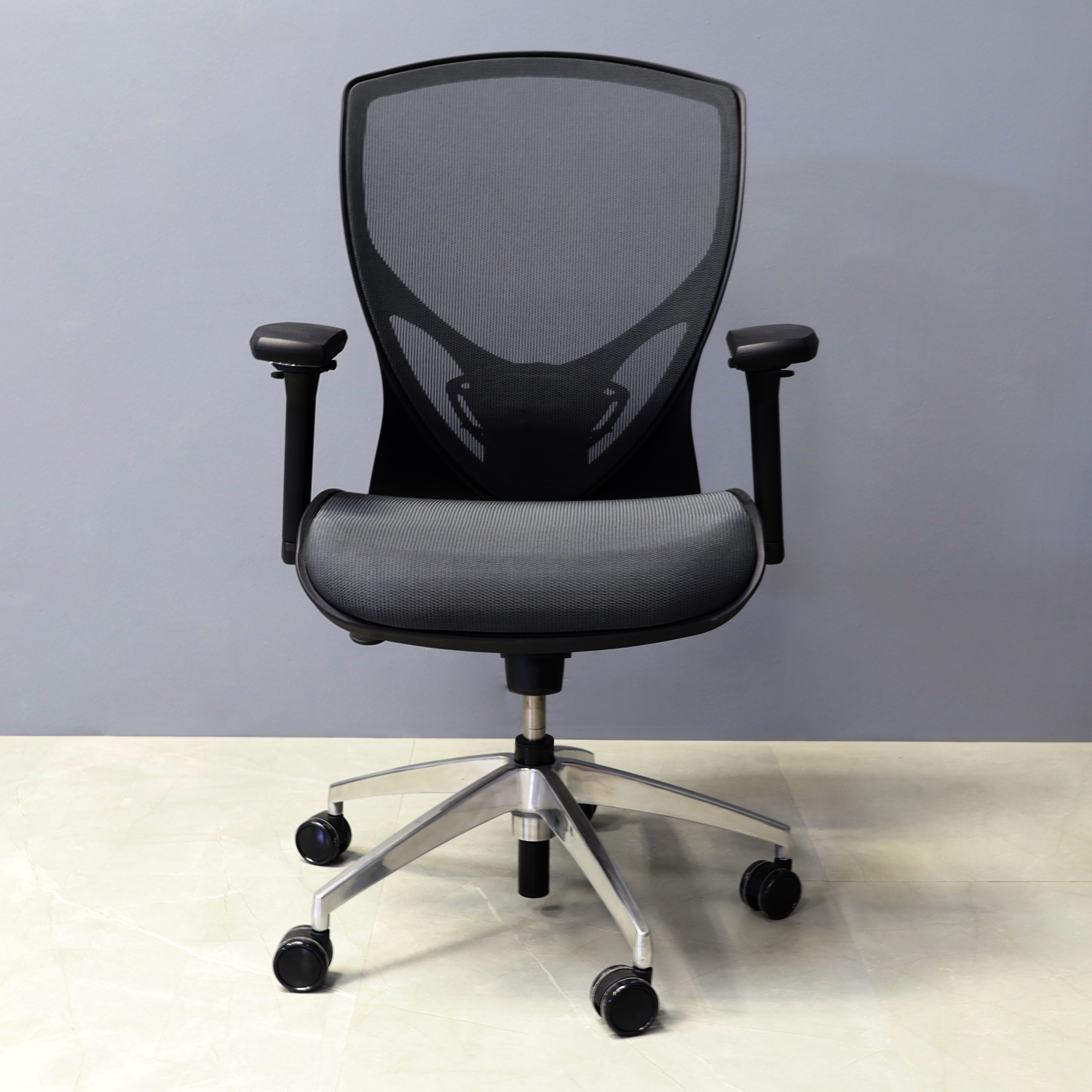 @NCE 217 - Task Chair in graphite mesh seat and back, shown here.