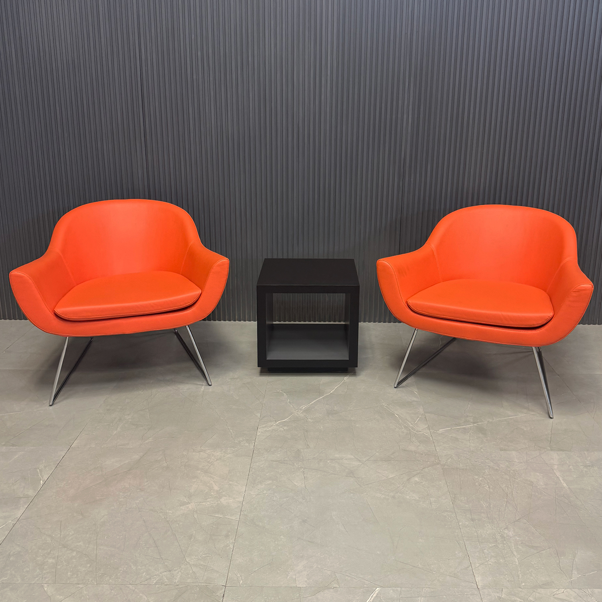 Madison Wire Sleed Lounge in Orange Leatherette - Set Of 2, shown here.