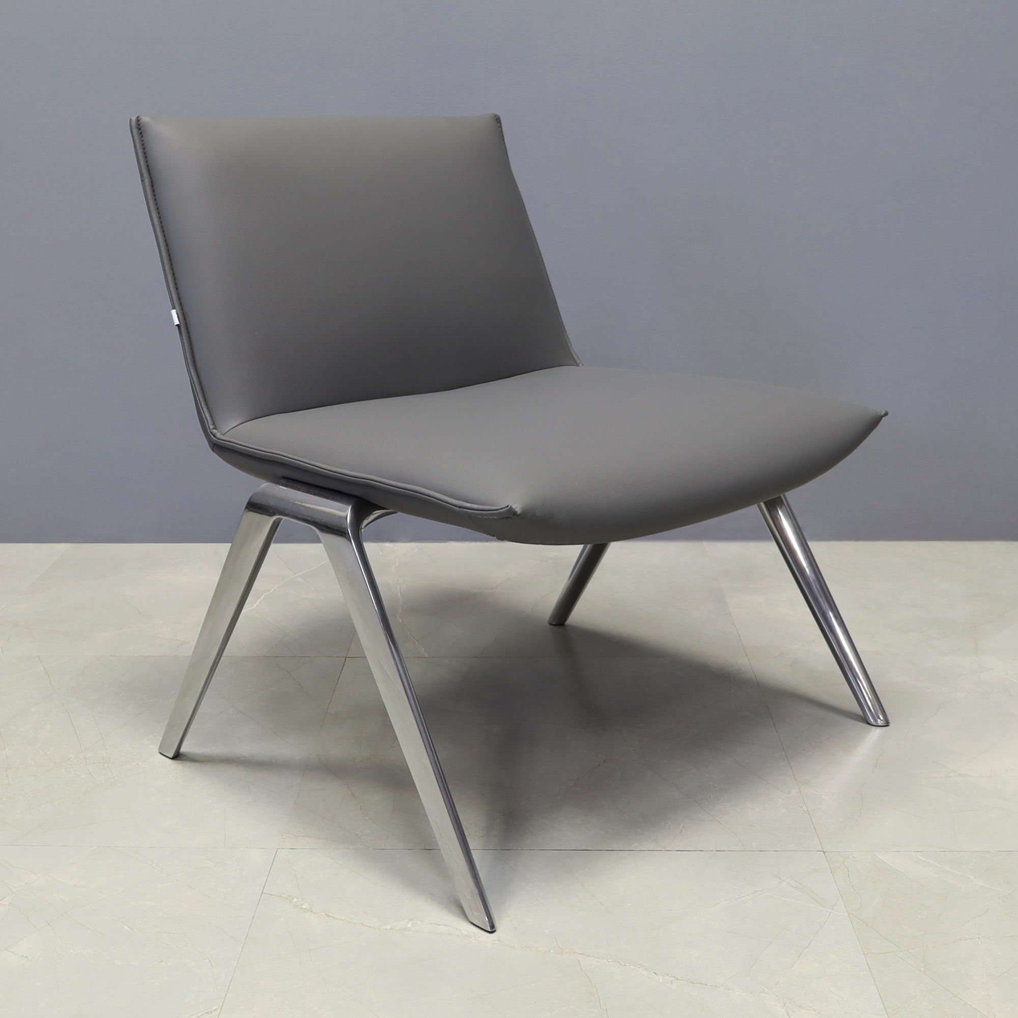 Monterra Lobby Chair in gray leatherette, shown here.