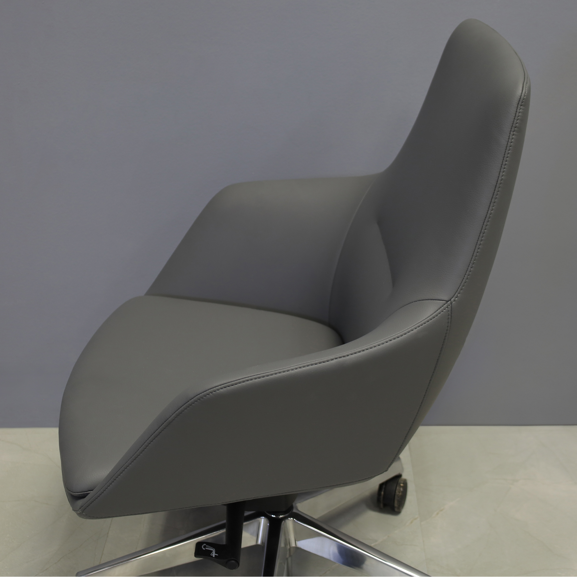 Silla Conference and Boardroom Chair in gray leatherette, shown here.
