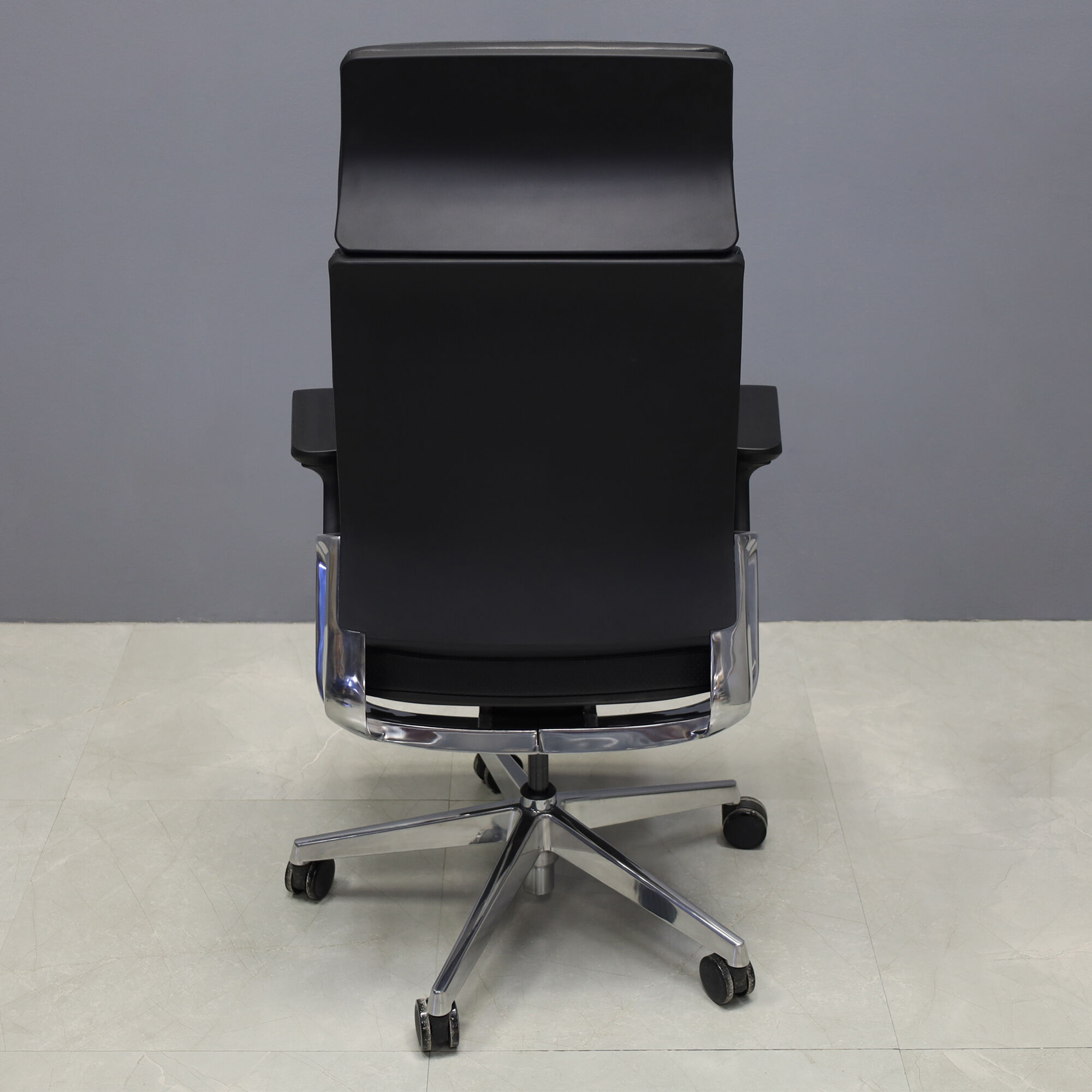Visanti Genuine Leather Executive Chair in black grain leather, shown here.