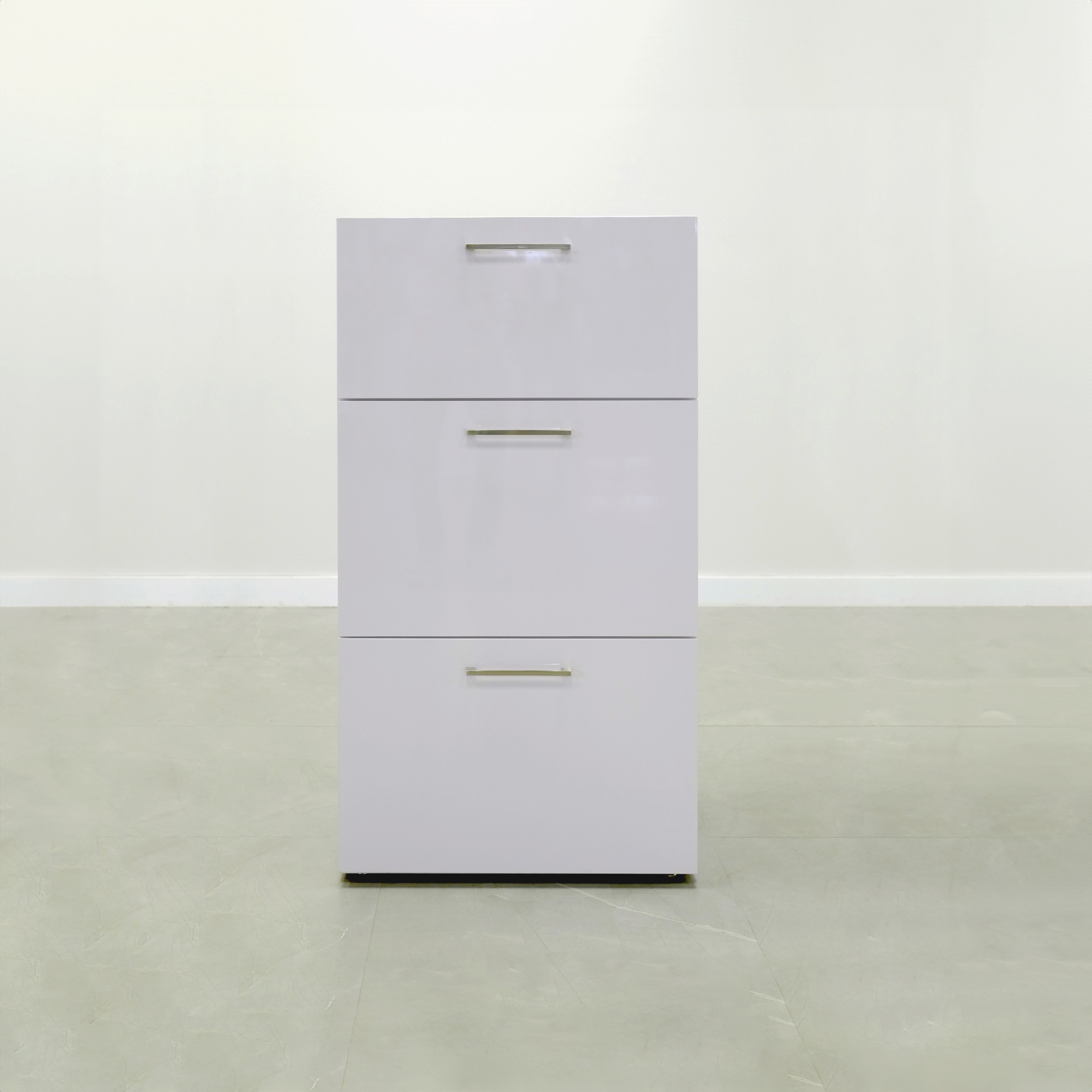 Naples Lateral File Cabinet in white gloss laminate, shown here.