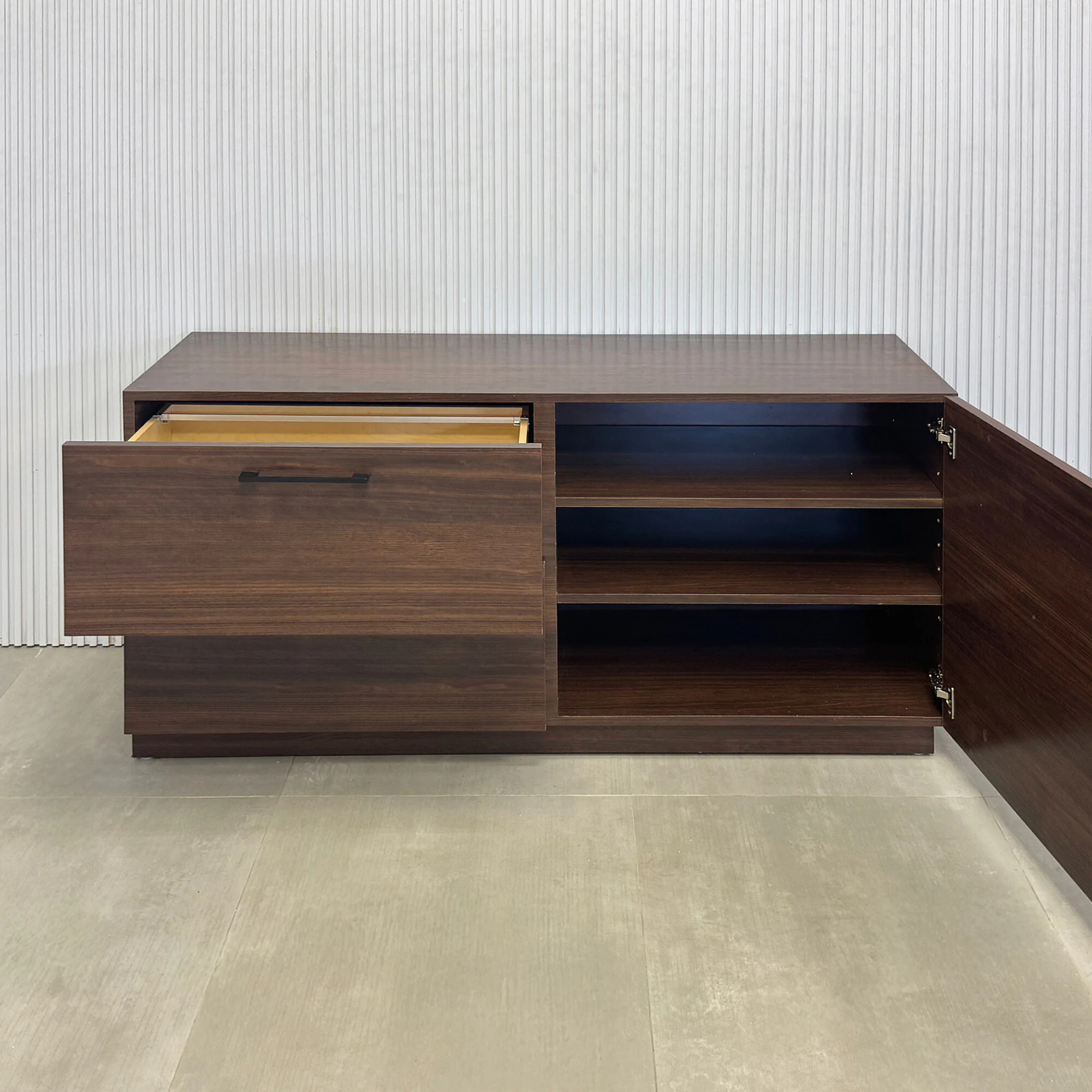 Naples Storage Credenza in Walnut Matte Laminate - 57 1/2 In