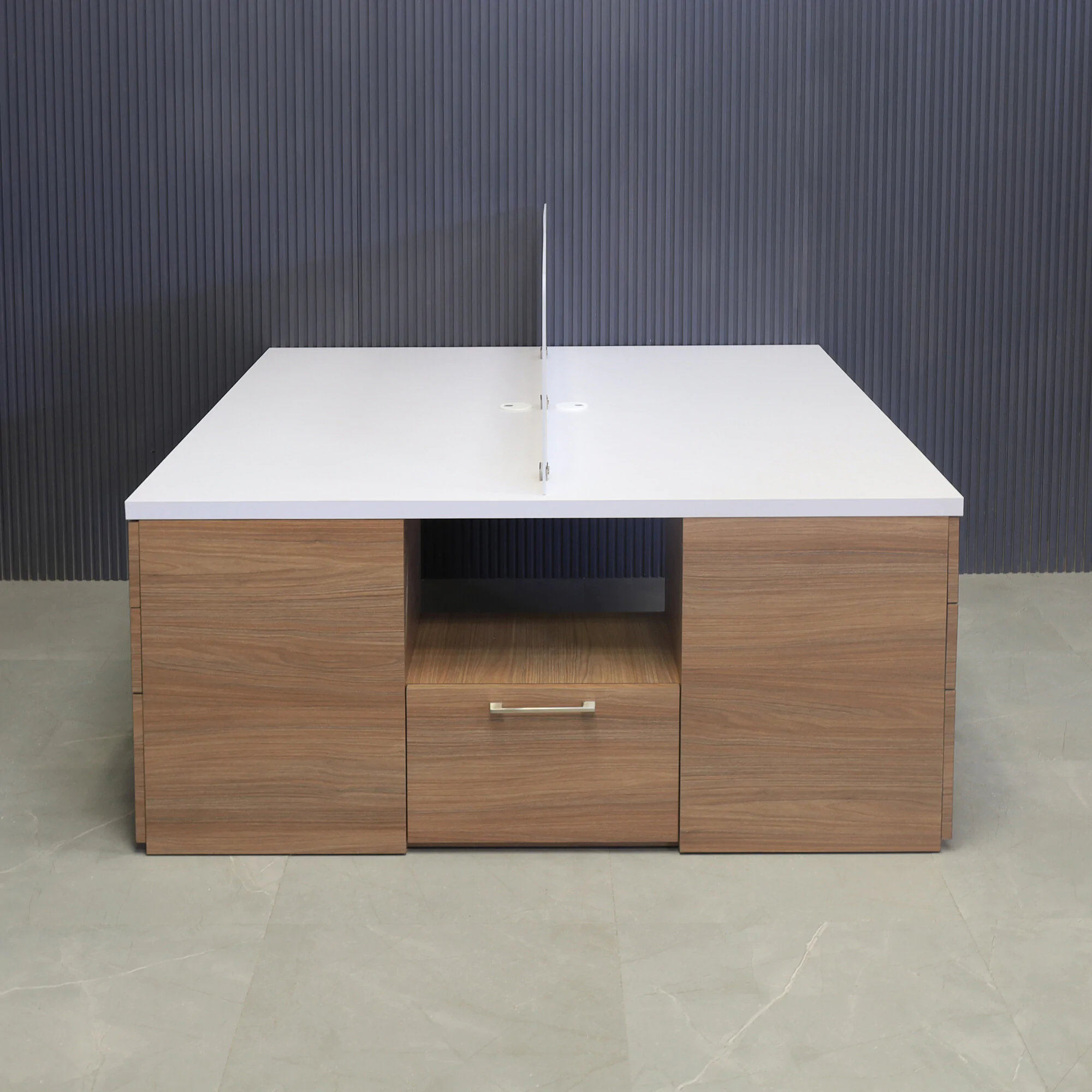 Dallas Workstation With Storage in White Matte Laminate Top - 60