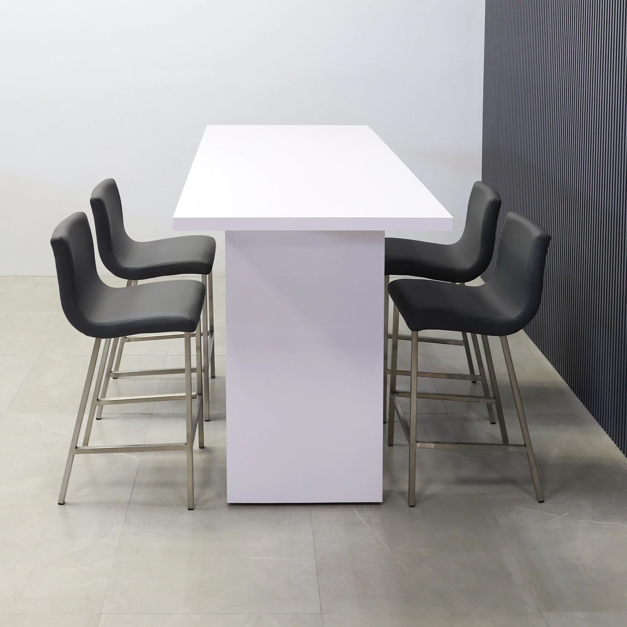 Windsor Bar Table in White Gloss Laminate - 72 In. - Stock #25 Windsor Bar Table in White Gloss Laminate - 72 In. - Stock #25