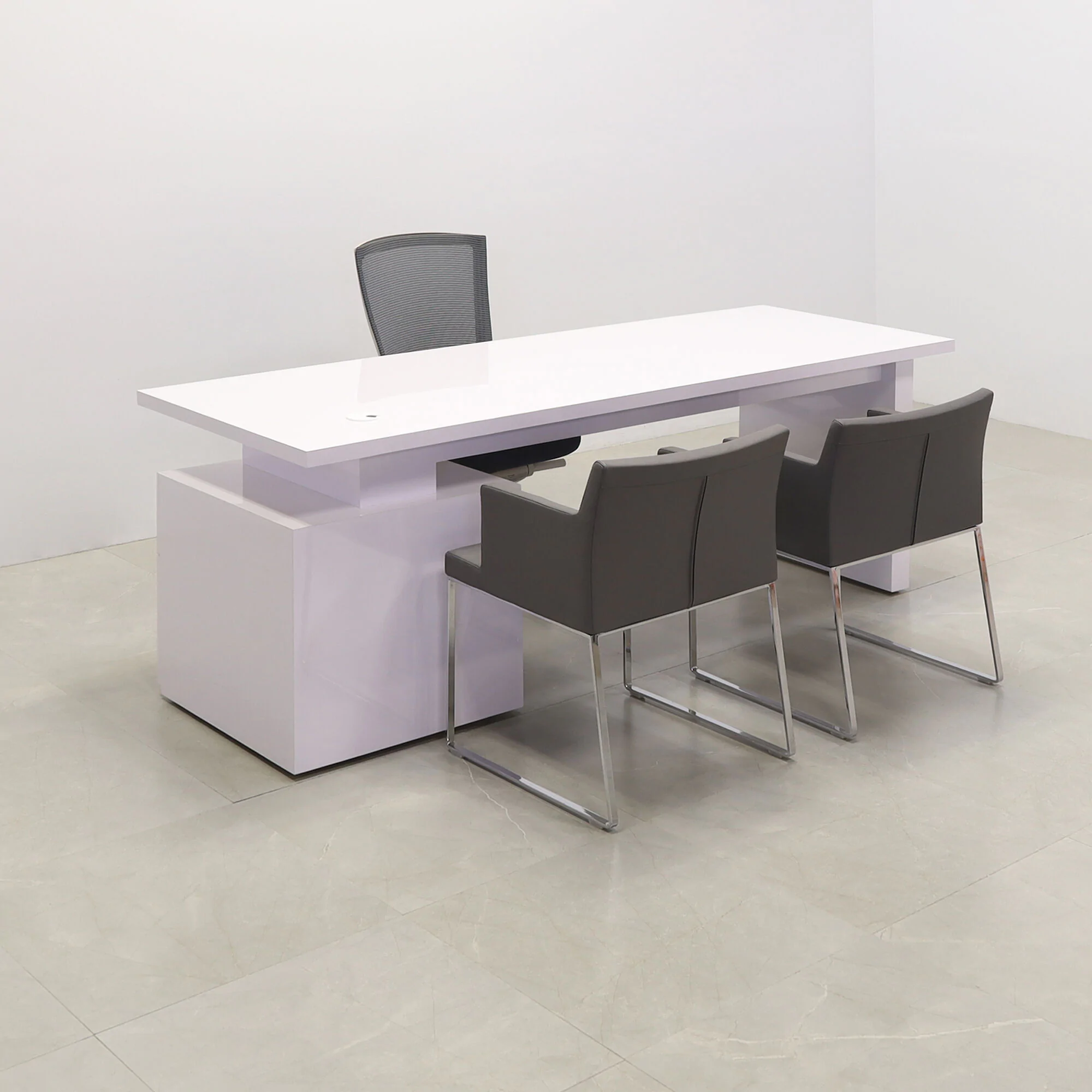 Officeデスク 84_whiteglosslaminatetopbasest
