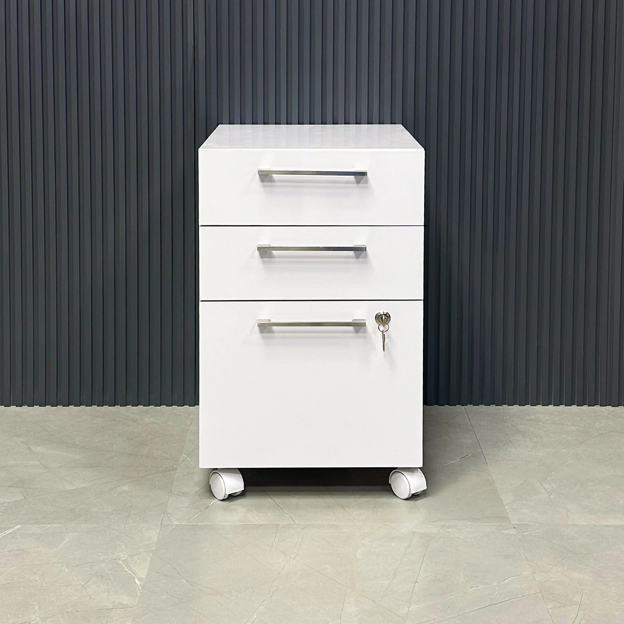 Naples Mobile Storage - 3 drawers - W/ Lock in White Gloss