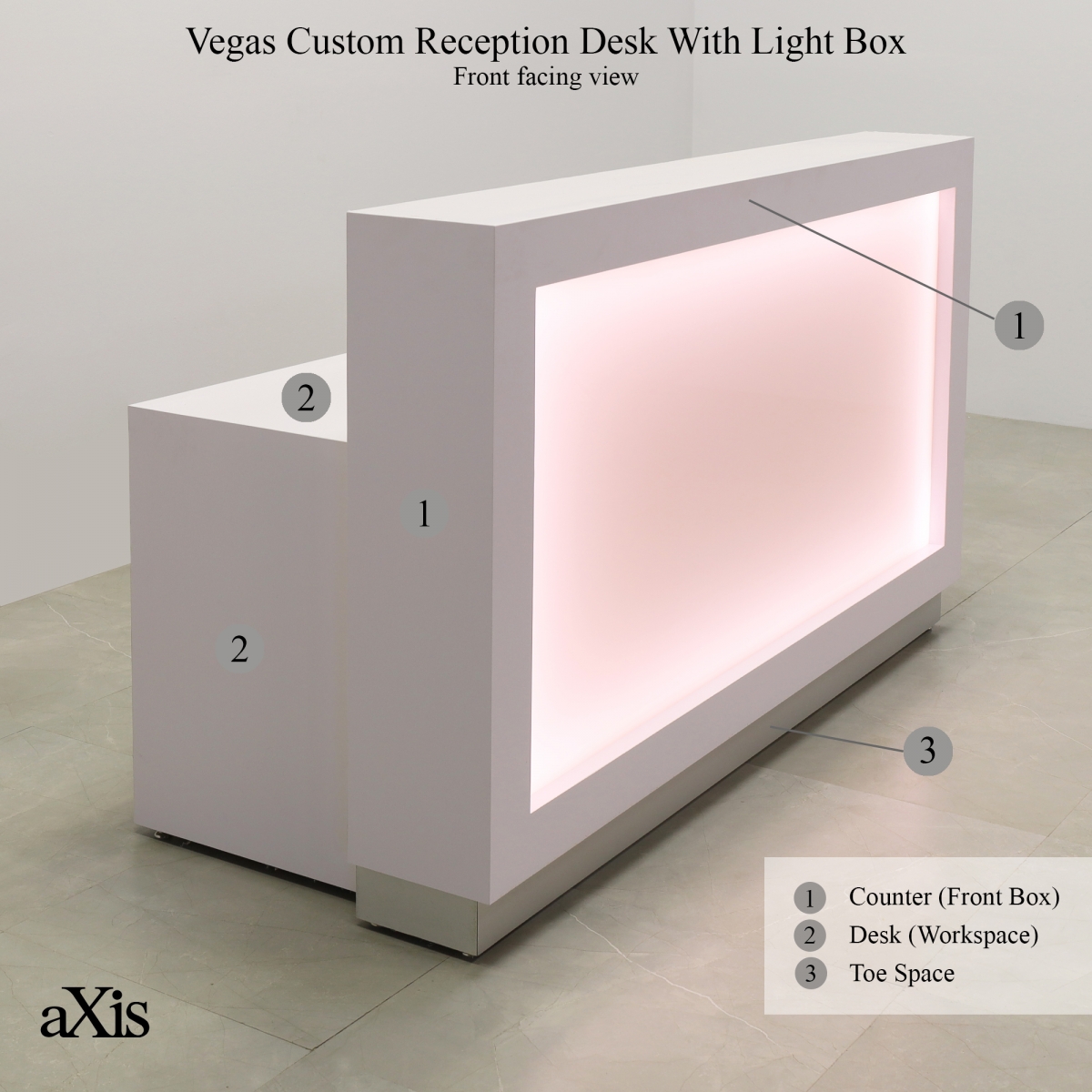 Vegas Custom Reception Desk with Light Box