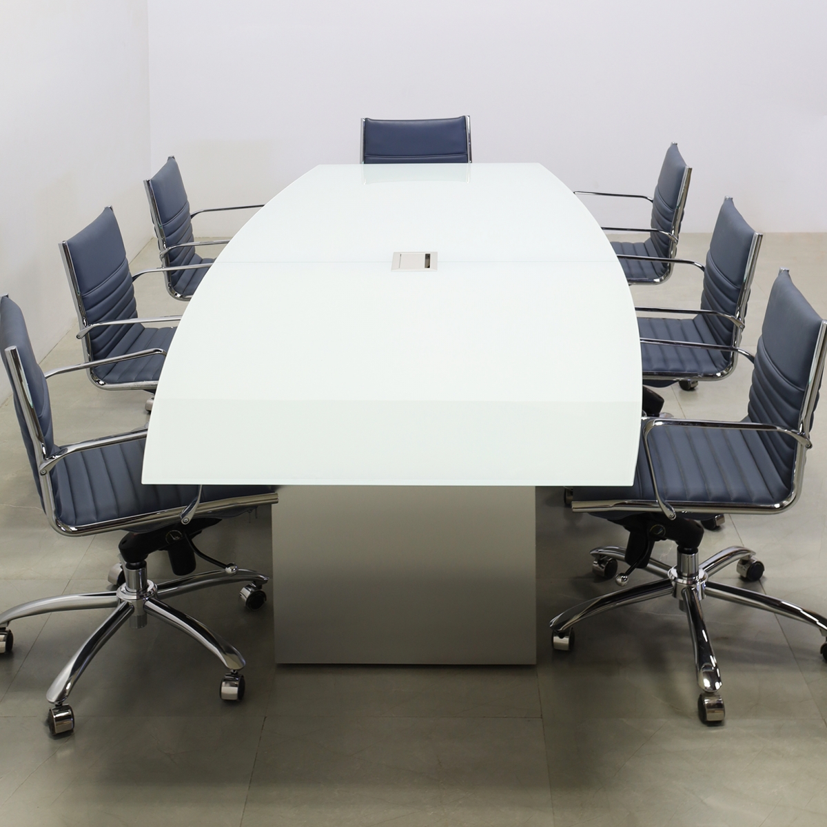 Omaha Boat Shape Conference Table With Tempered Glass Top