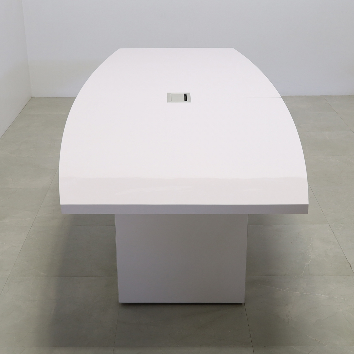 Newton Boat Shaped Conference Table In White Gloss Laminate Top - 118 In. - Stock #4