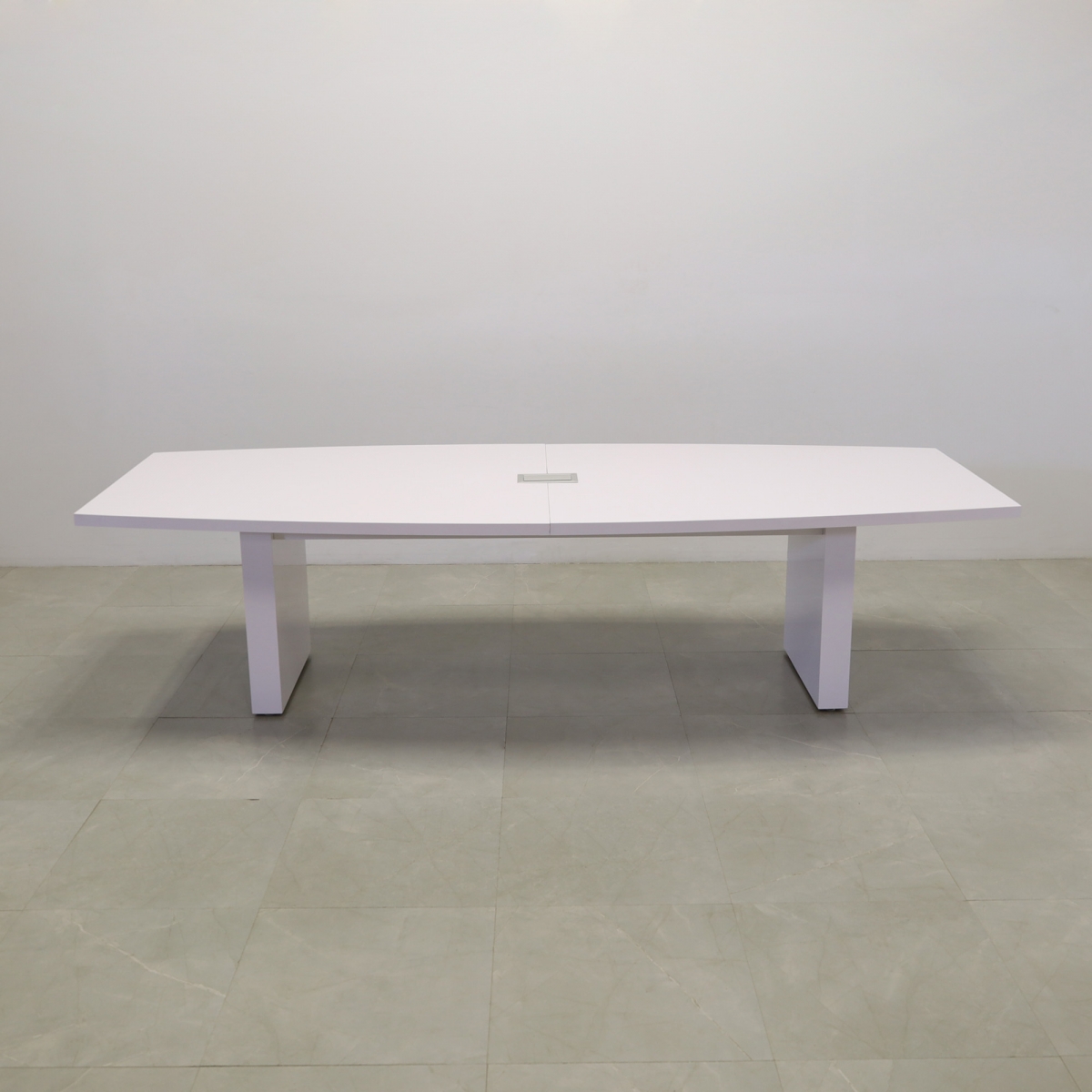 Newton Boat Shaped Conference Table In White Gloss Laminate Top - 118 In. - Stock #4