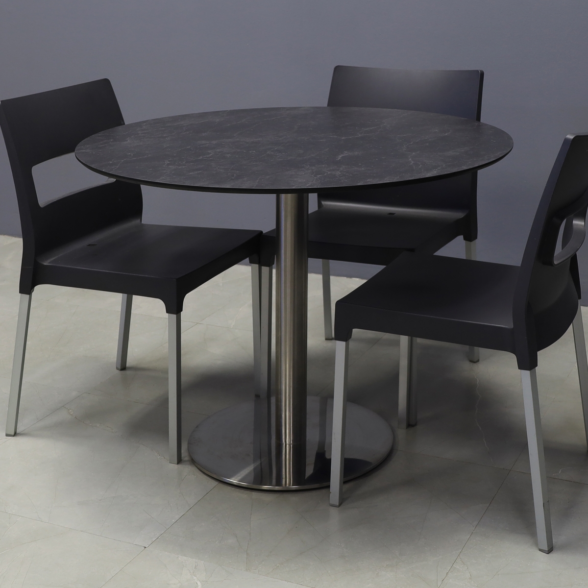 California Round Engineered Stone Cafeteria Table