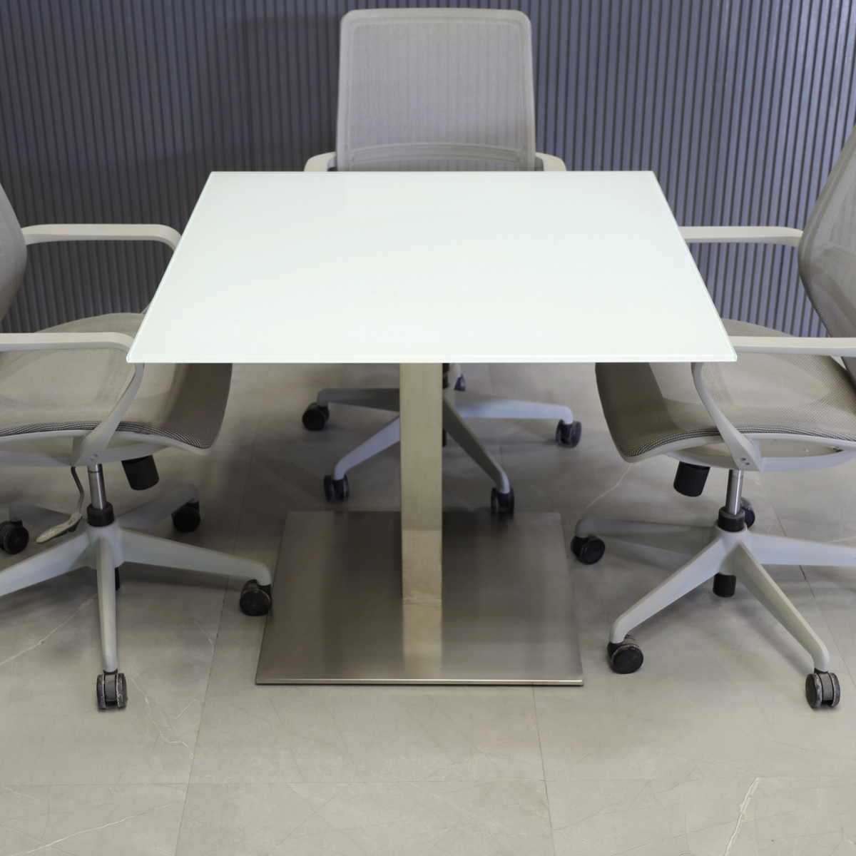 California Square Conference Table with Tempered Glass Top