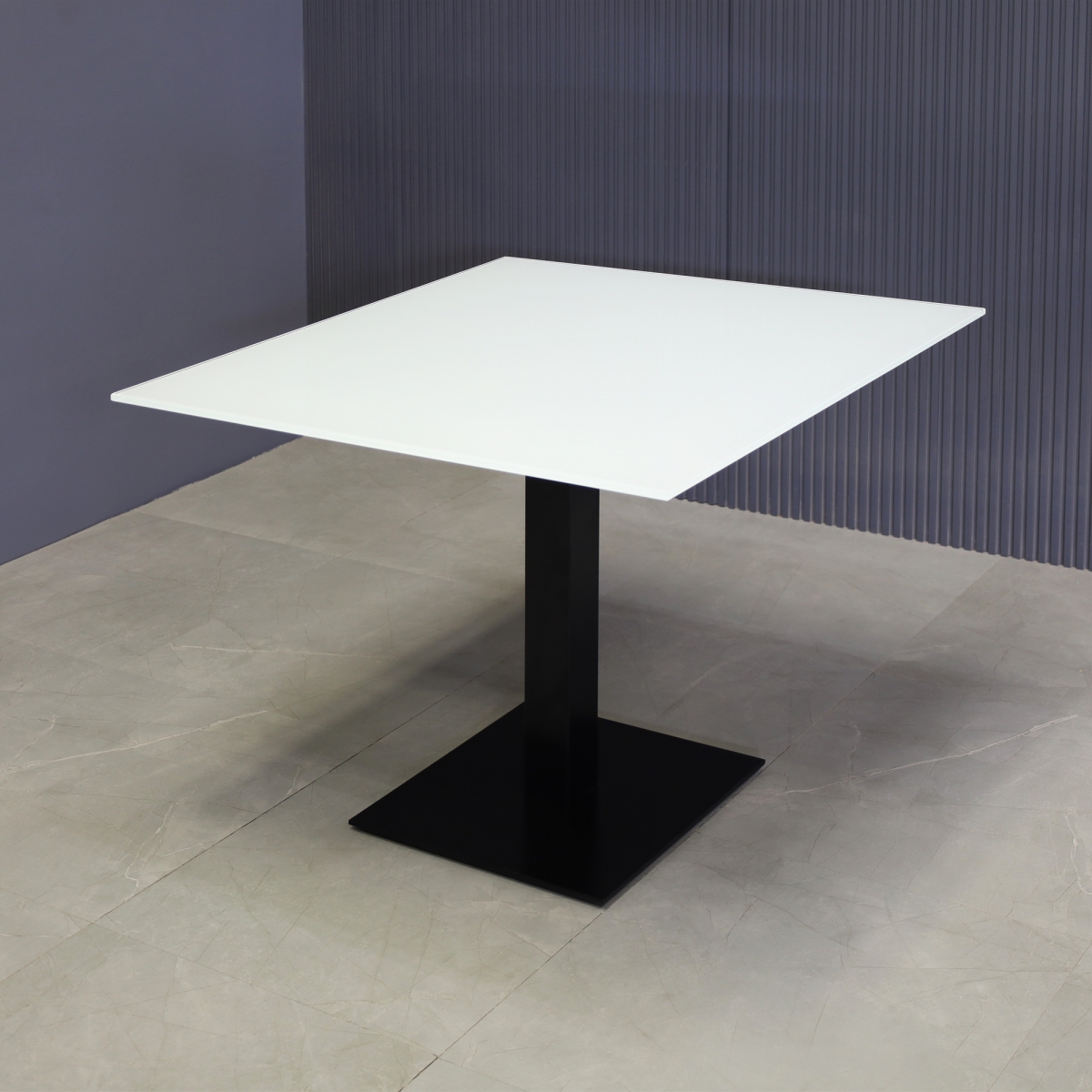 California Square Cafeteria Table with White Tempered Glass Top - 36 In. - Stock #64