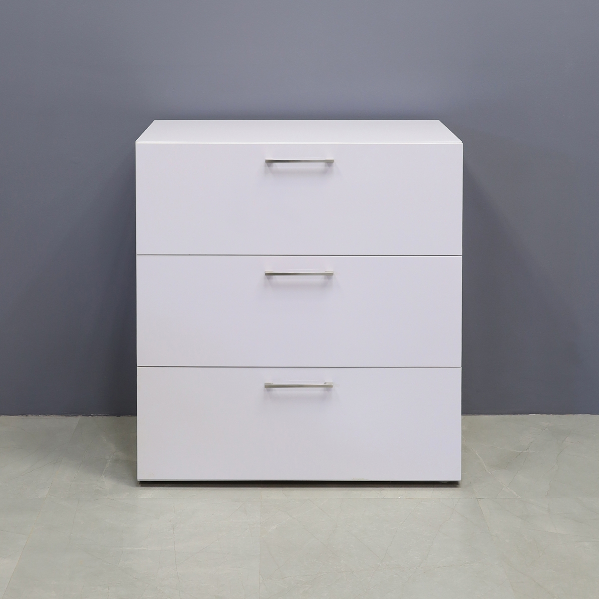 Naples Lateral File Cabinet in White Gloss Laminate - 36 In. - Stock #3