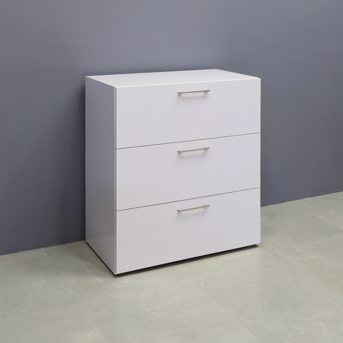 Naples Lateral File Cabinet in White Gloss Laminate - 36 In. - Stock #3