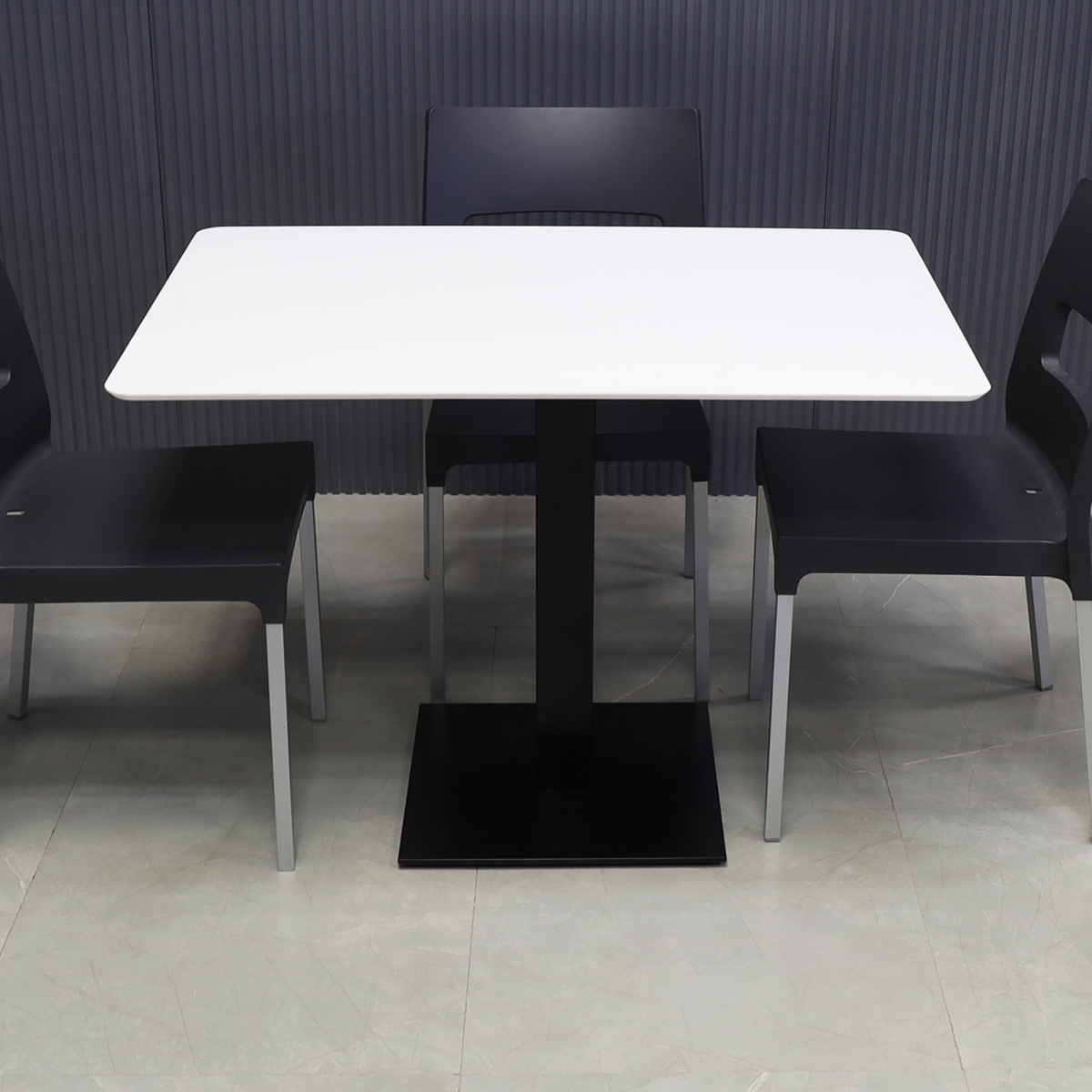 California Rectangular Conference/Meeting Table in White Solid Engineered Stone Top - 42 In. - Stock #41 