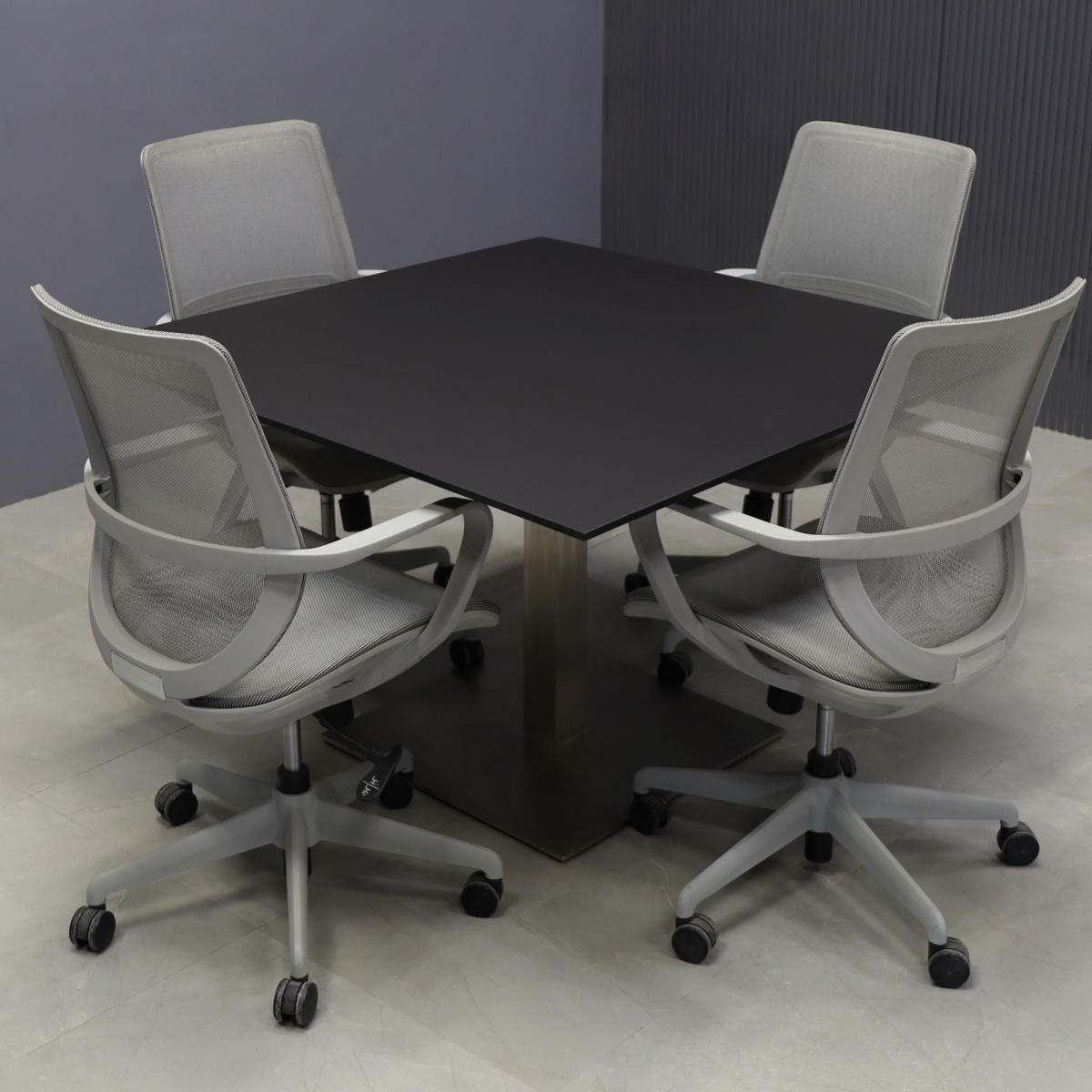 California Square Conference Table with Black OPAK Engineered Stone Top - 46 In. - Stock #76